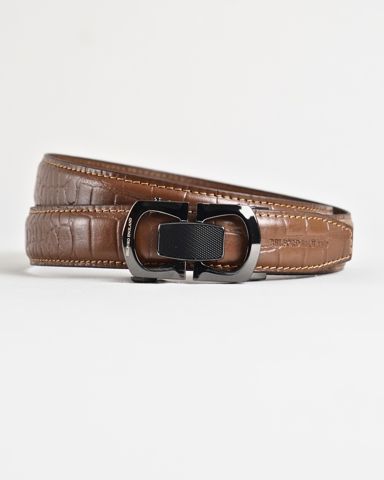 Statesman Men's Original Leather Belt  (Croco Tan)  28-44 - Image 2