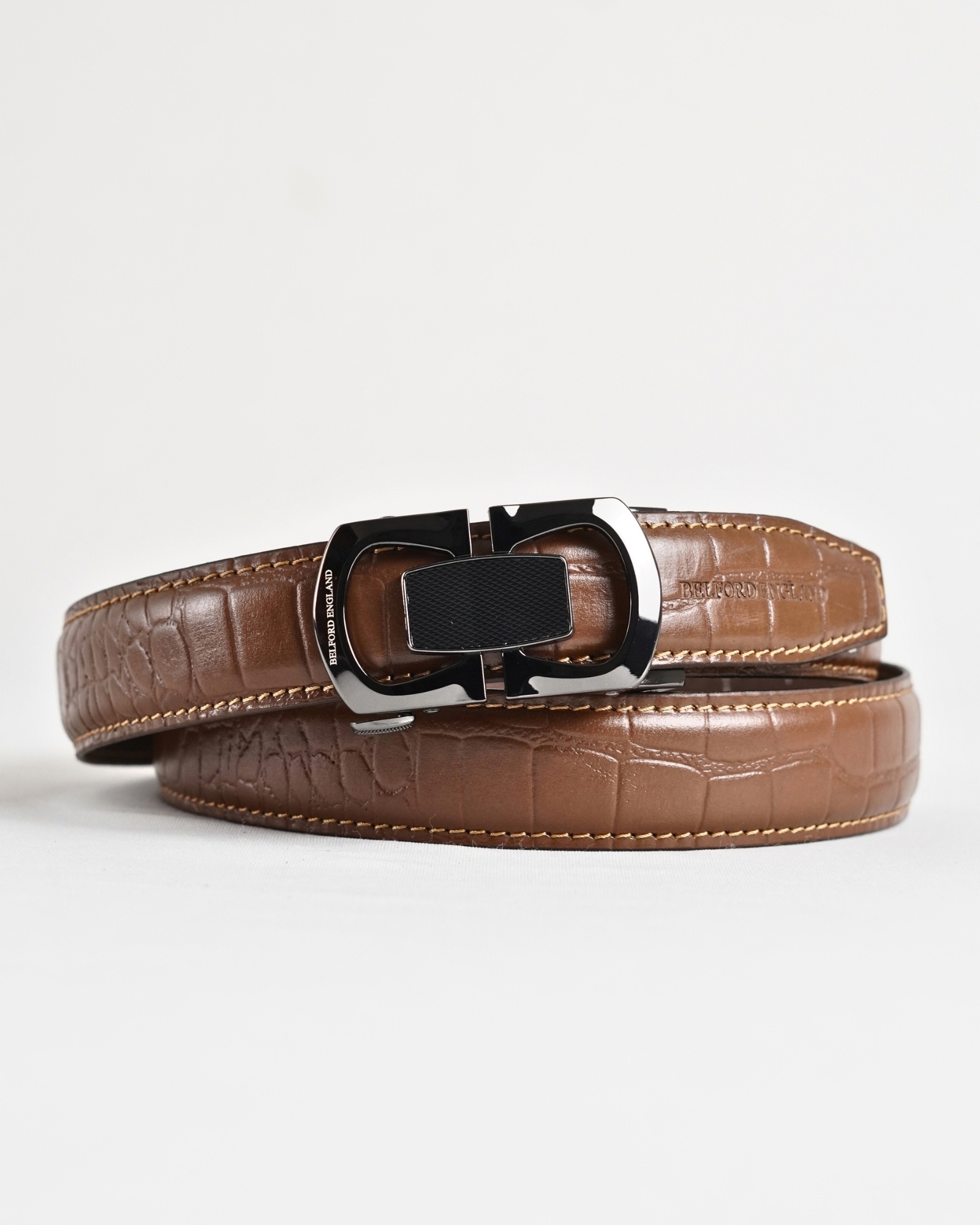 Statesman Men's Original Leather Belt  (Croco Tan)  28-44 - Image 4