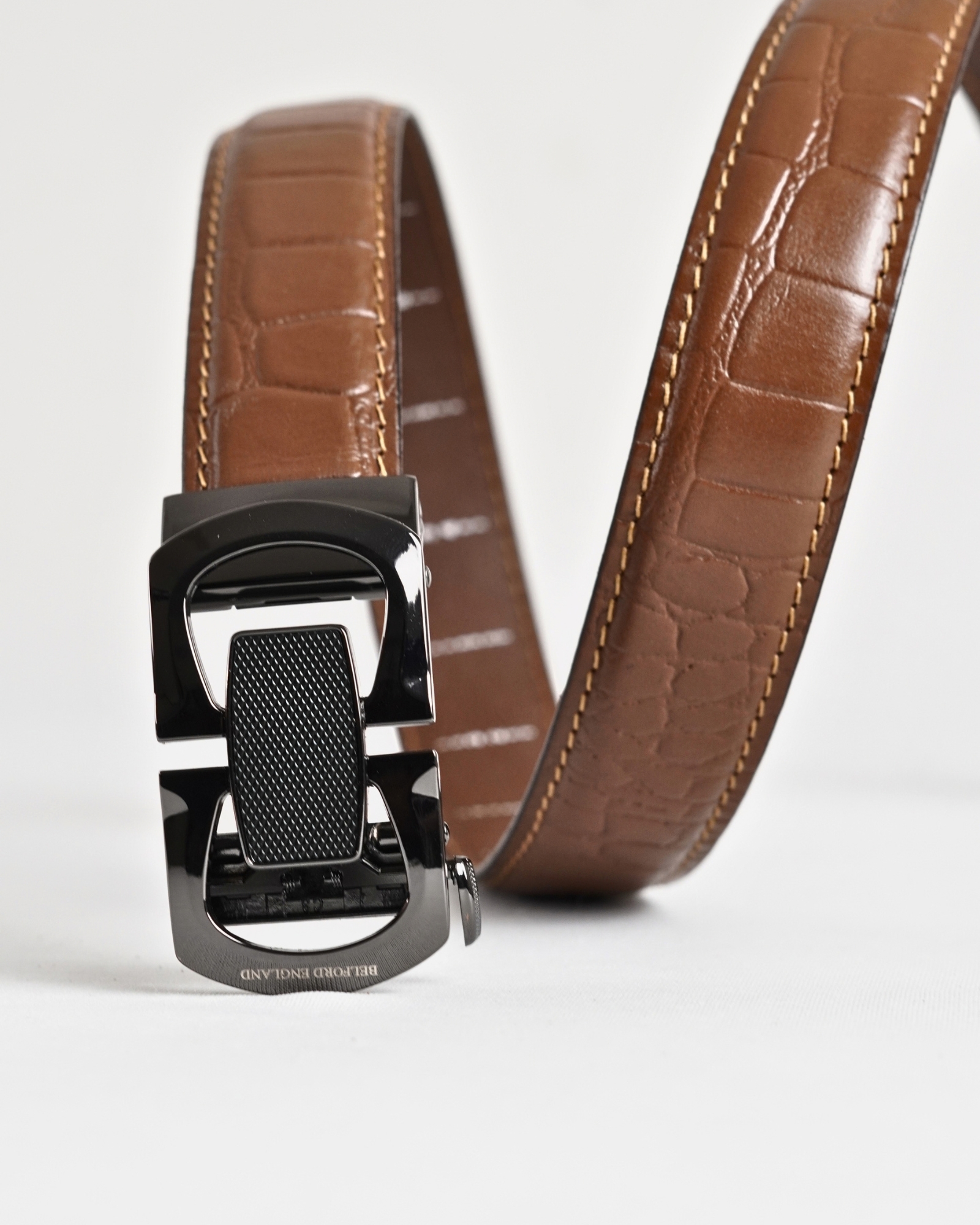 Statesman Men's Original Leather Belt  (Croco Tan)  28-44 - Image 6