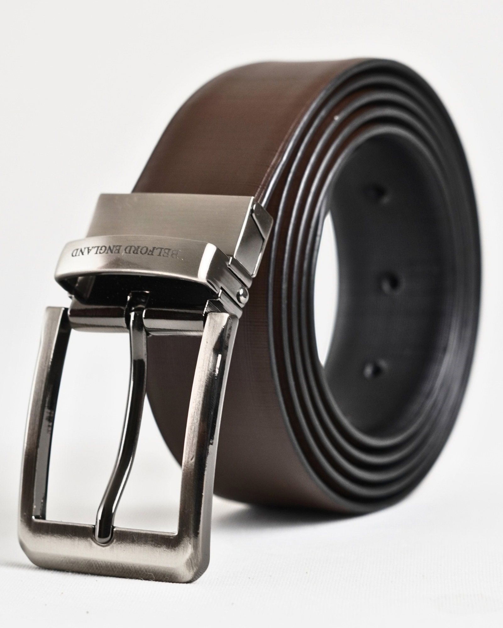 Saffiano Men's Original Leather Belt  Reversible (Black & Brown) - 28-44 - Image 7