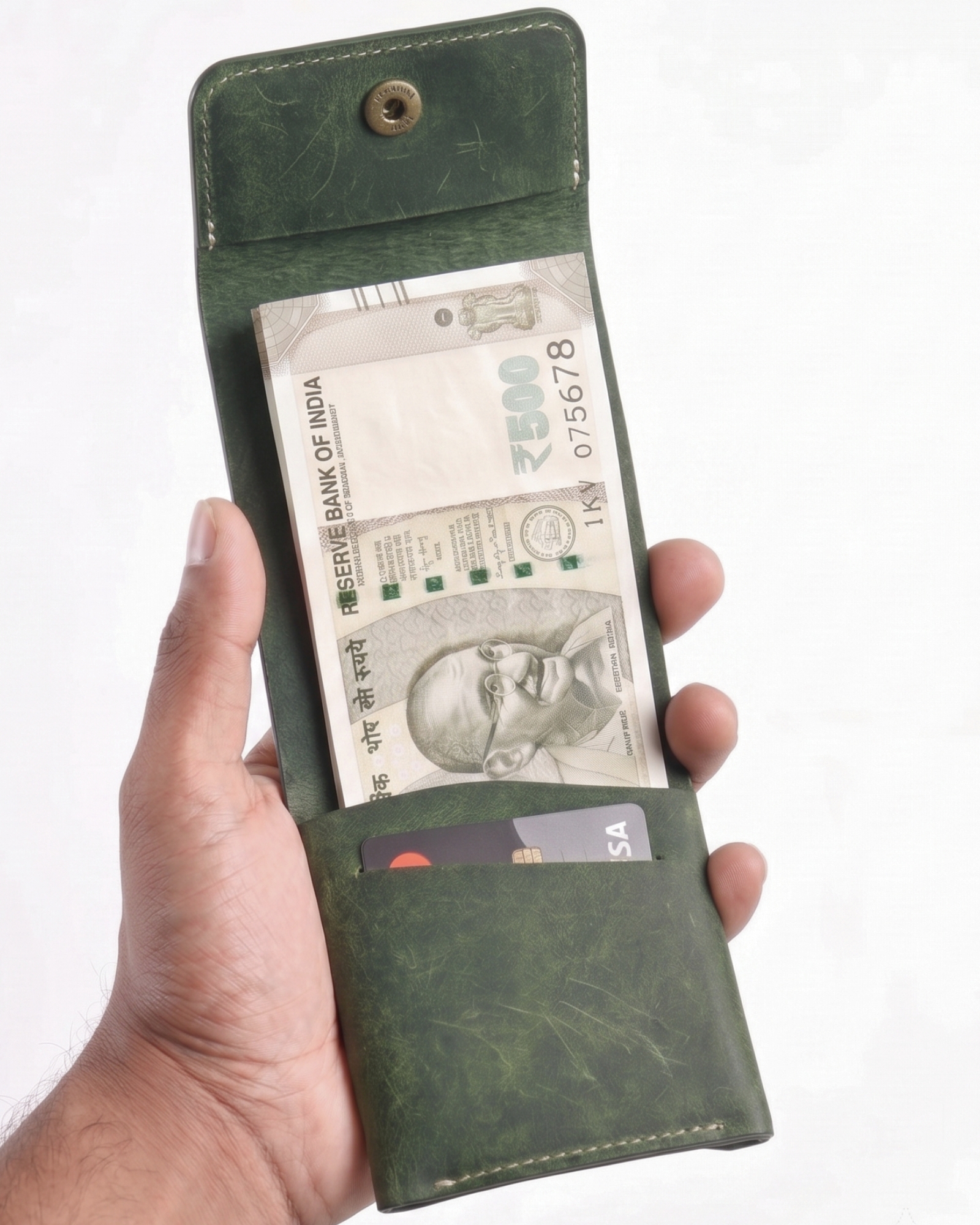 Milton - Men’s Original Leather Minimalist Wallet (Rugged Green)