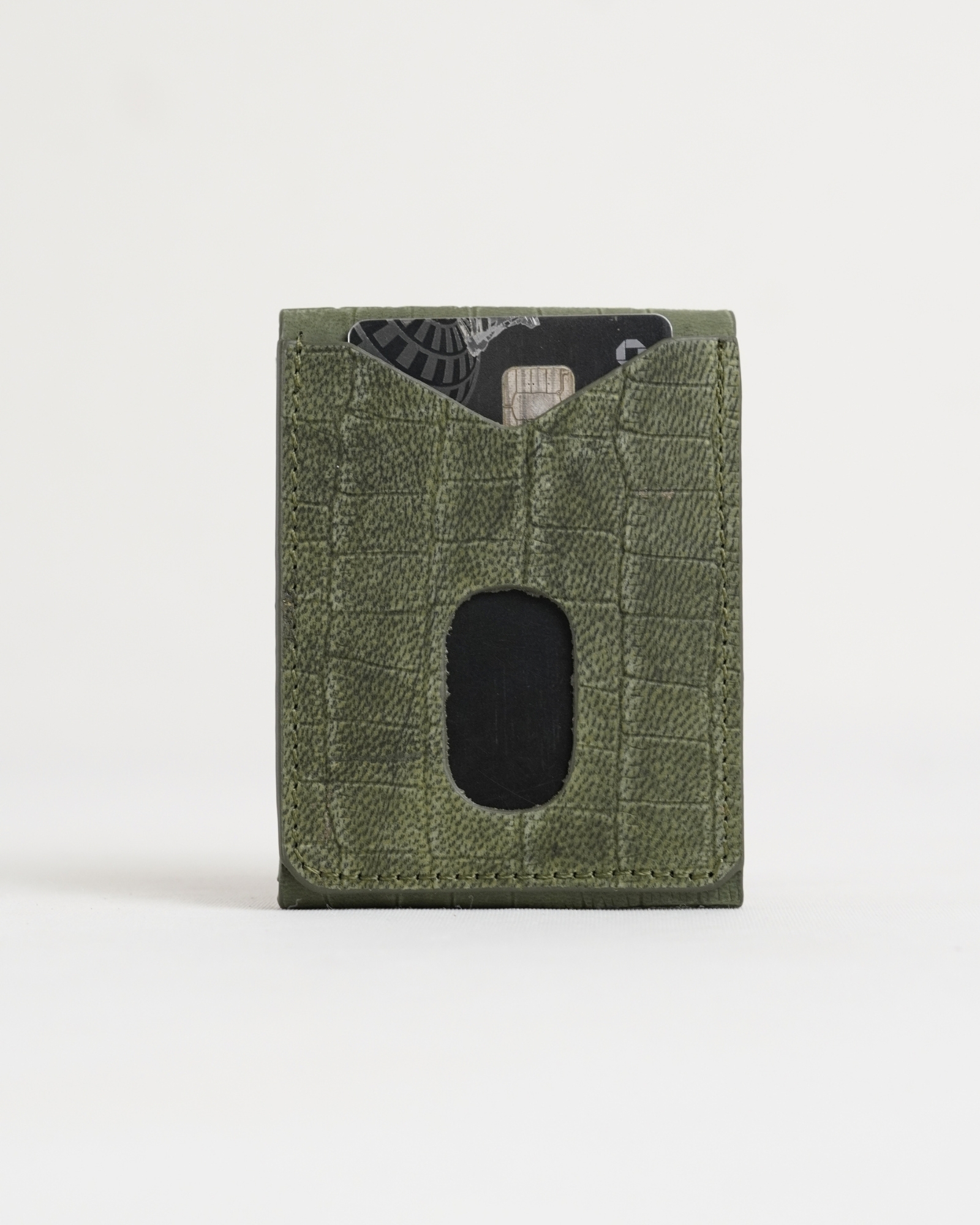 Milton - Men’s Original Leather Minimalist Wallet (Croco Rugged Green) - Image 7