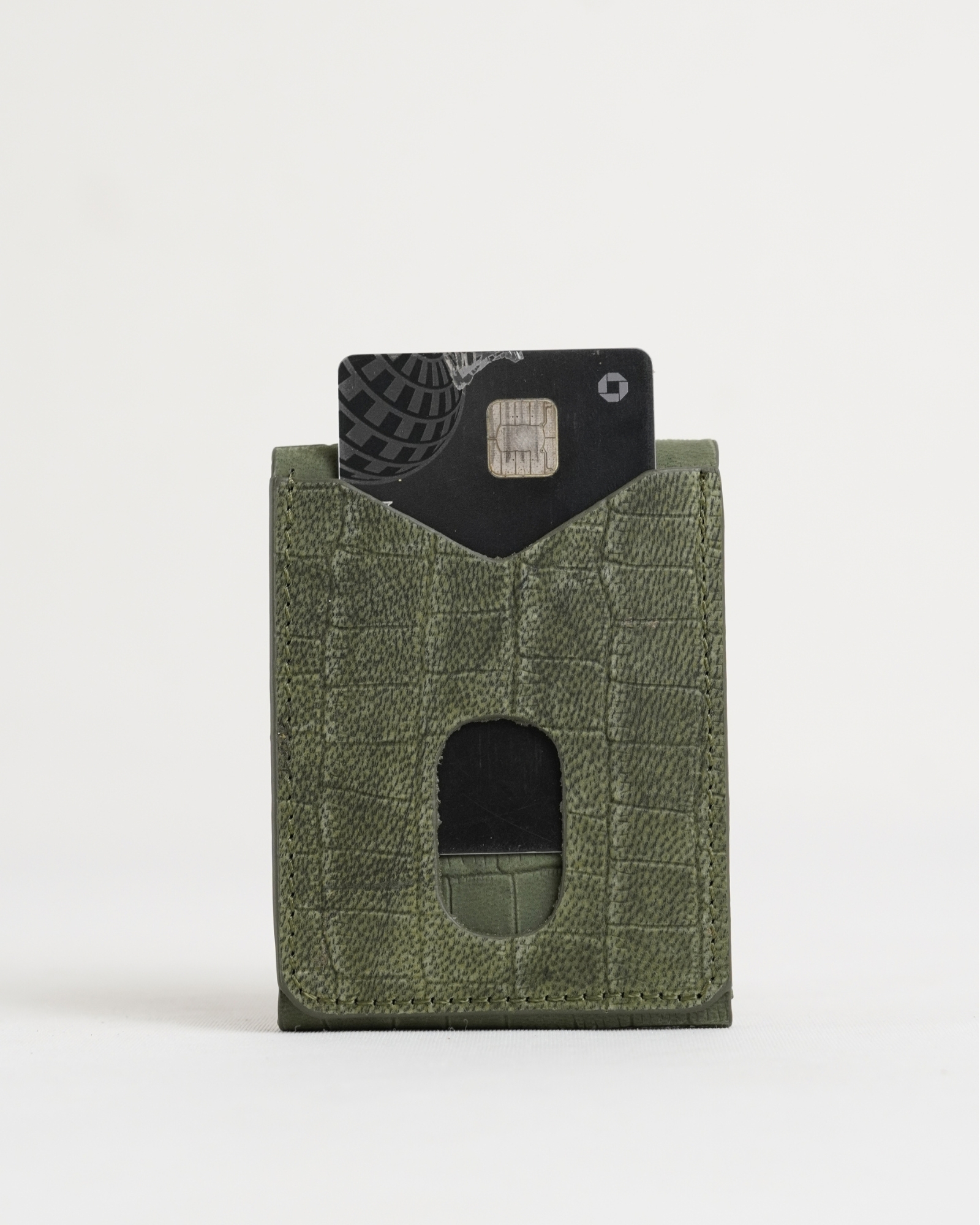 Milton - Men’s Original Leather Minimalist Wallet (Croco Rugged Green) - Image 8