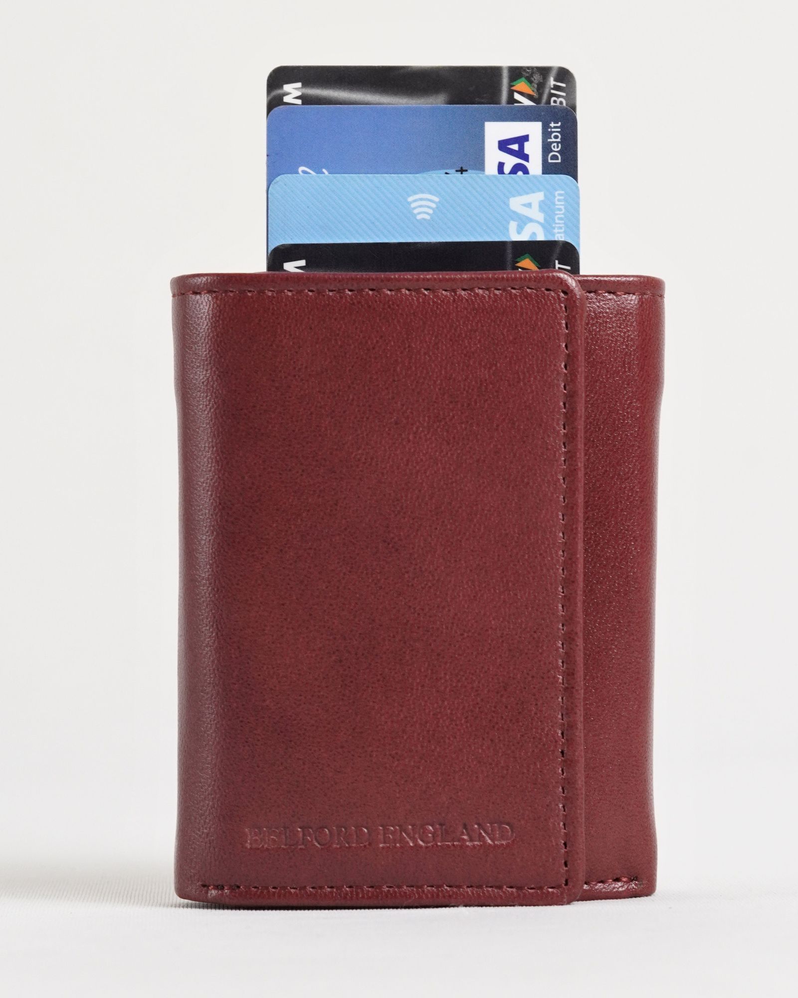 Detroit - Men’s Original Leather [Smart Card Pop UP] Wallet (Brown & Cherry Blend)