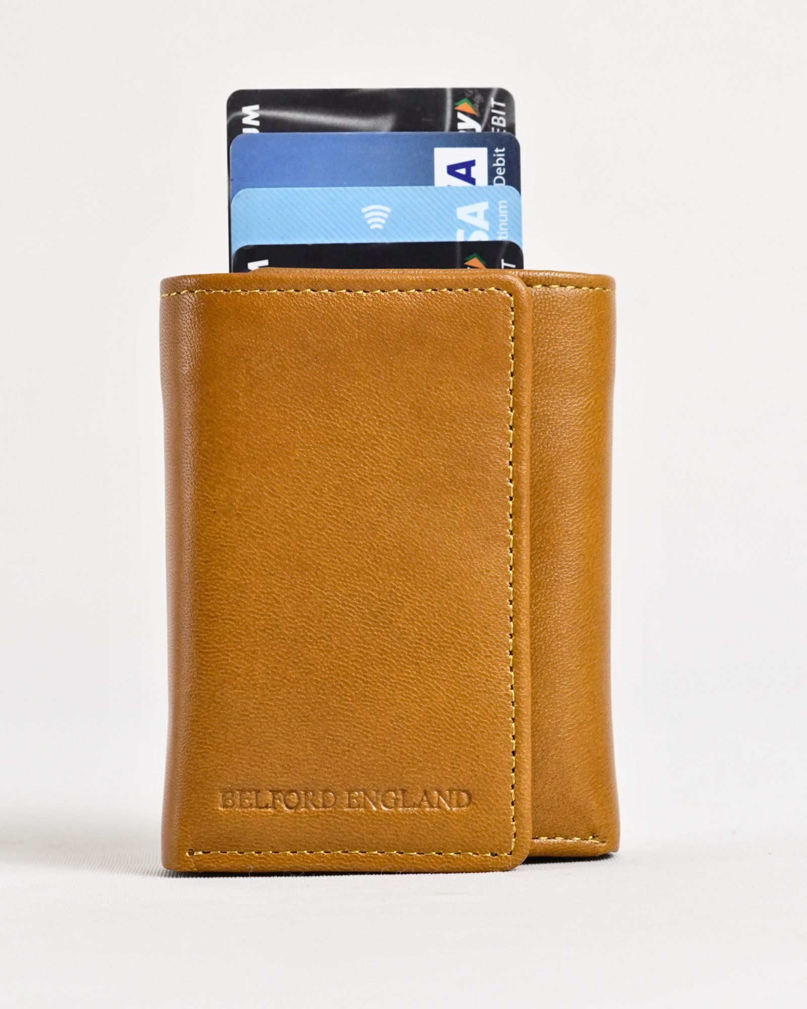 Detroit - Men’s Original Leather [Smart Card Pop UP] Wallet (Rich Tan) - Image 3
