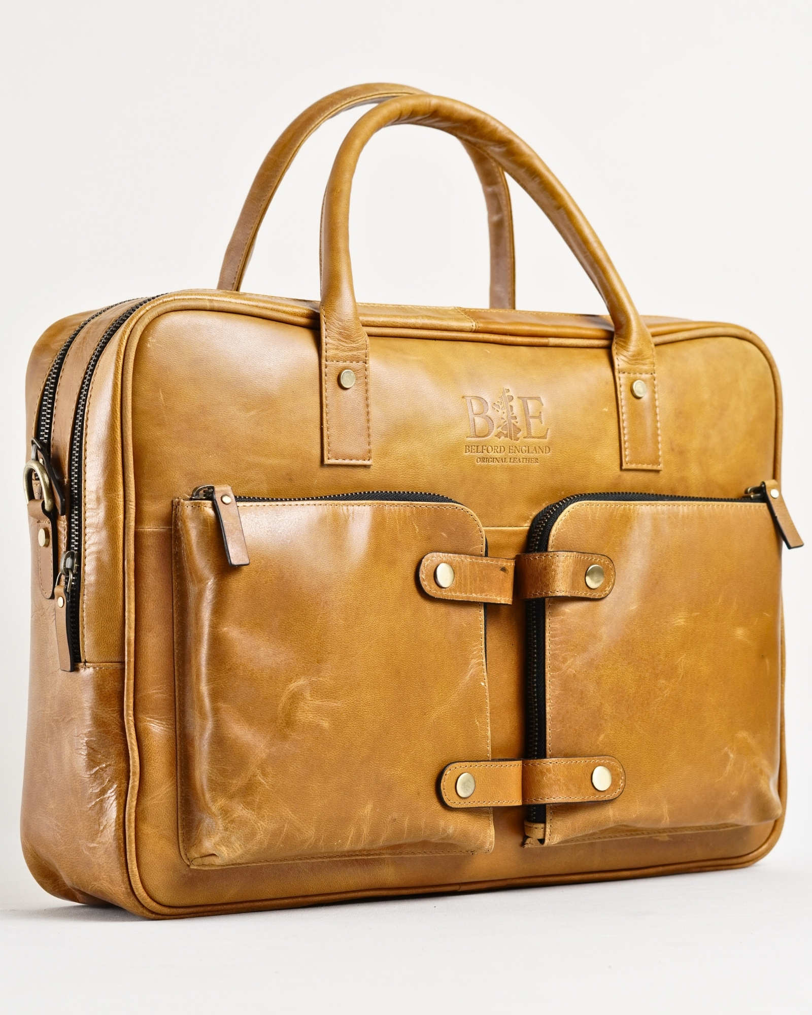 Crown Edition - Men's Original Leather Briefcase (Rich Tan) - Image 2