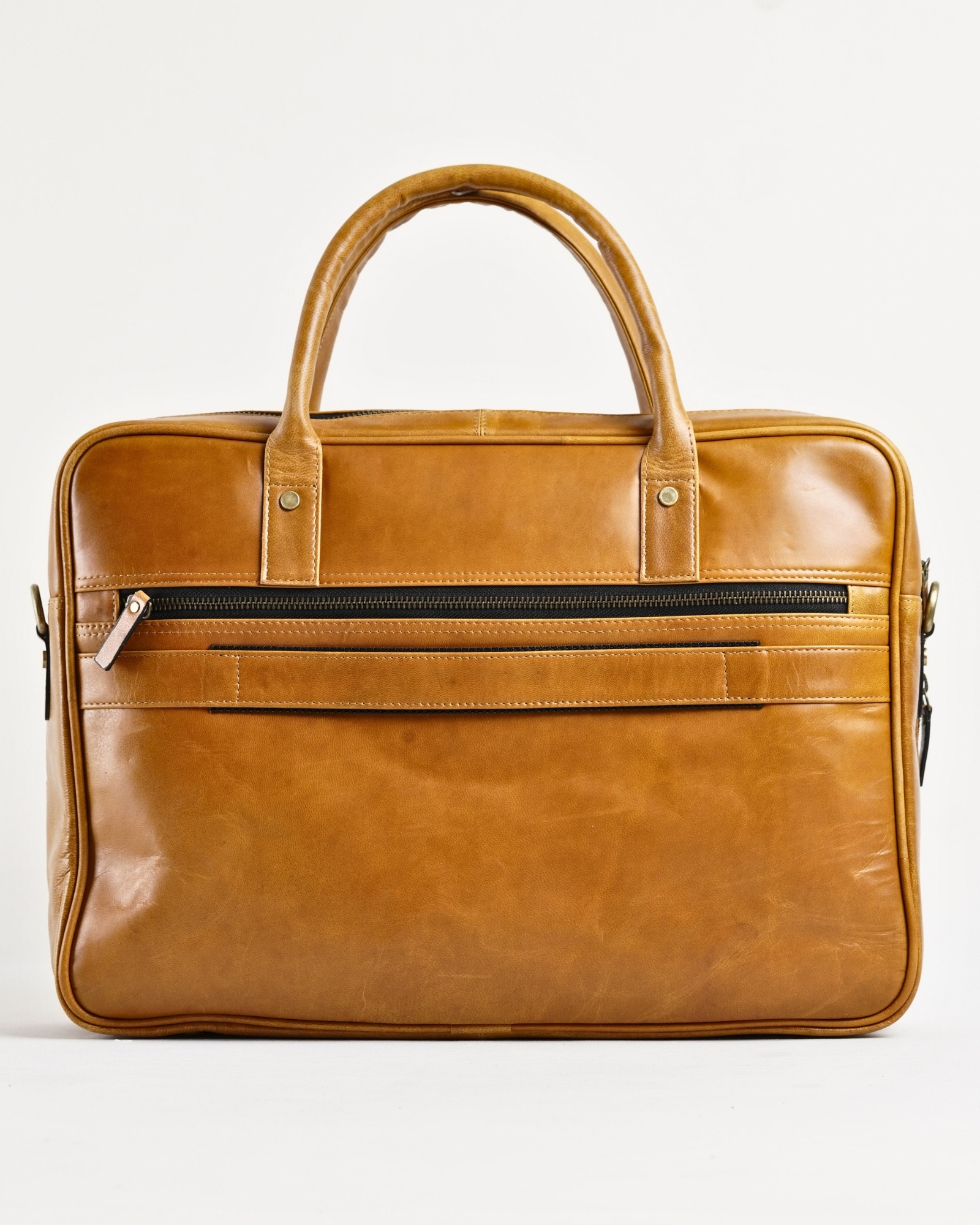 Crown Edition - Men's Original Leather Briefcase (Rich Tan) - Image 3