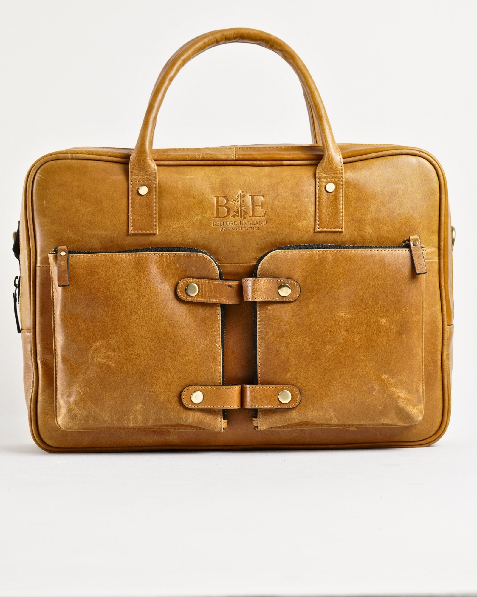 Crown Edition - Men's Original Leather Briefcase (Rich Tan) - Image 4