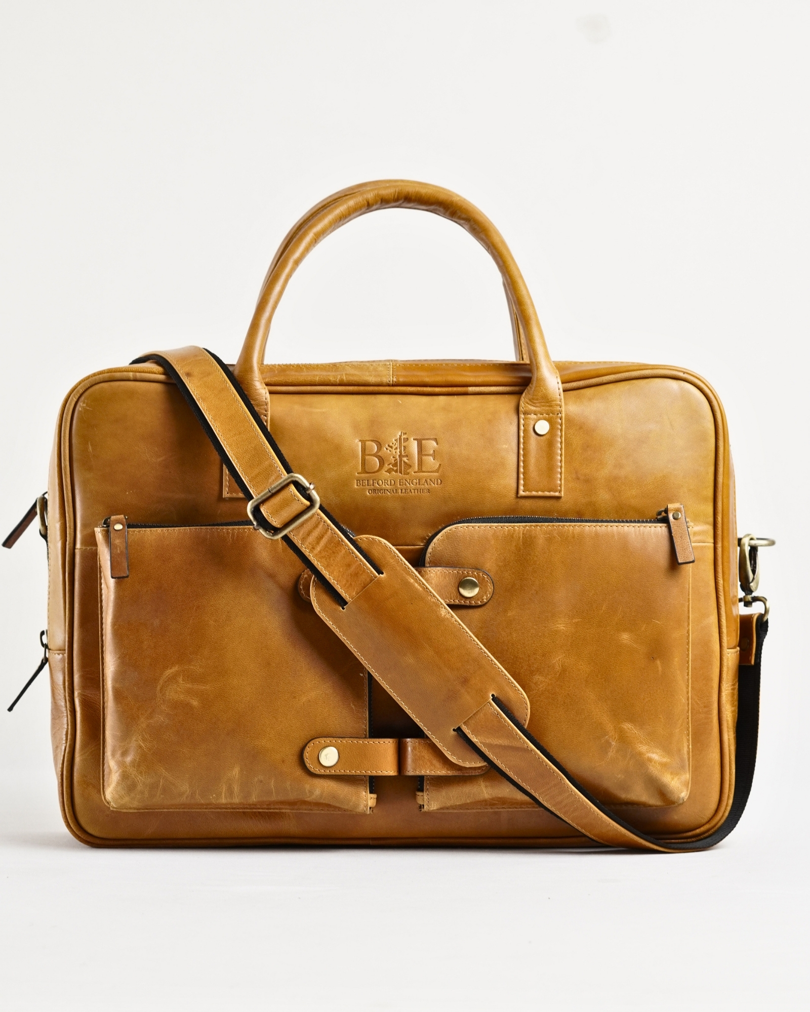 Crown Edition - Men's Original Leather Briefcase (Rich Tan) - Image 7
