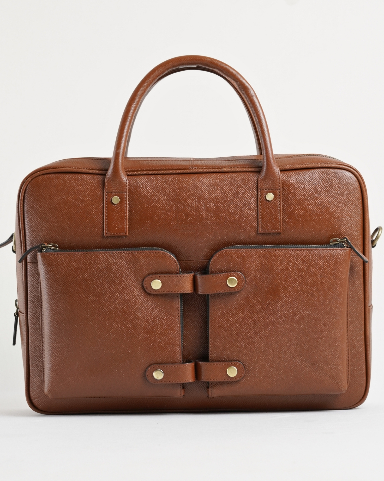Crown Edition - Men's Original Leather Briefcase (Saffiano Brown) - Image 2