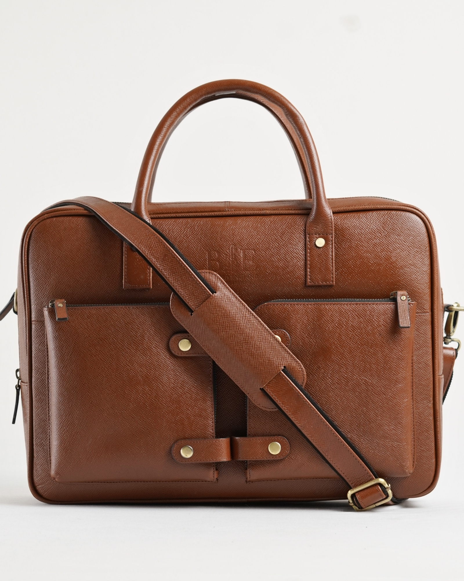 Crown Edition - Men's Original Leather Briefcase (Saffiano Brown) - Image 5