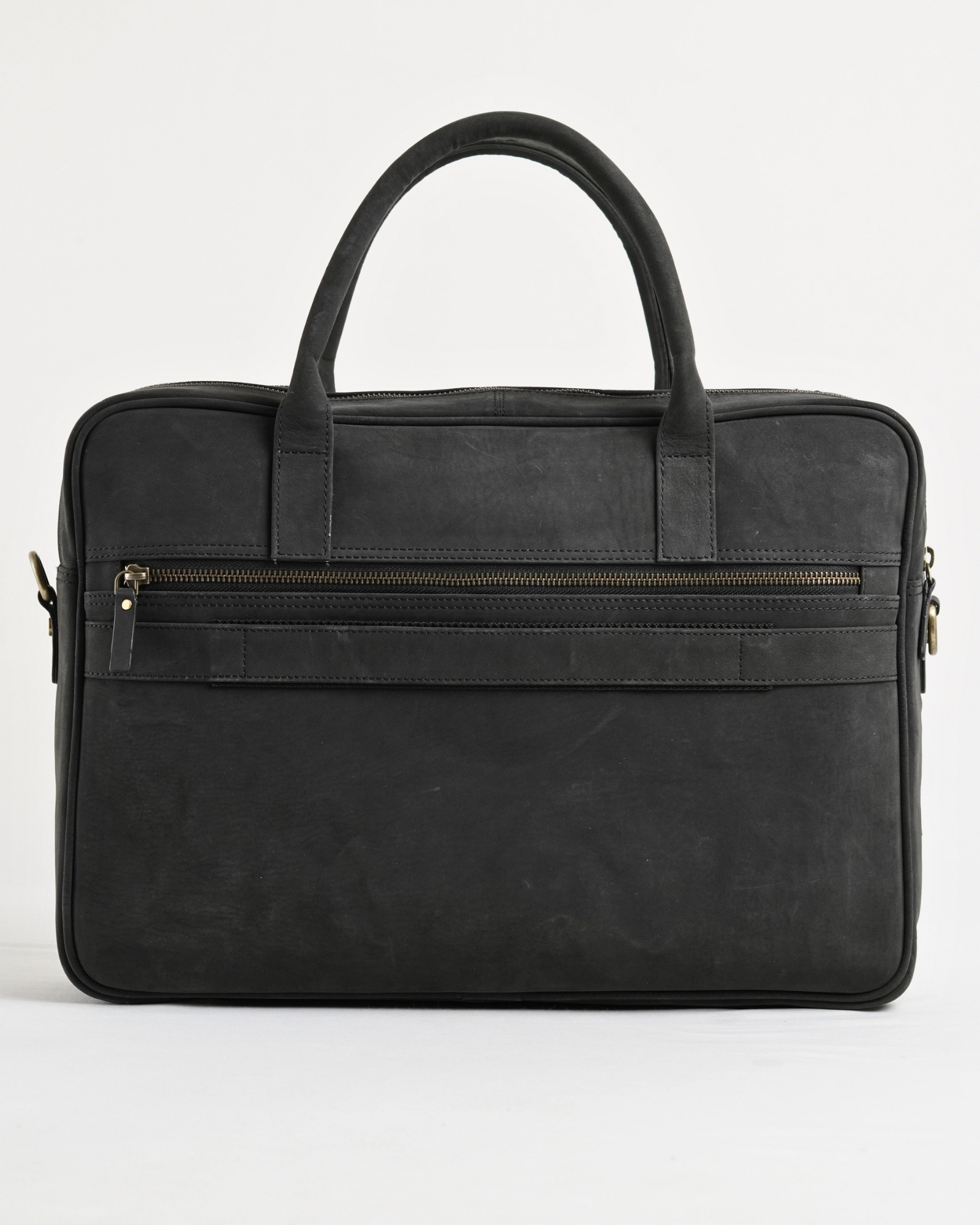 Crown Edition - Men's Original Leather Briefcase (Rugged Black) - Image 2