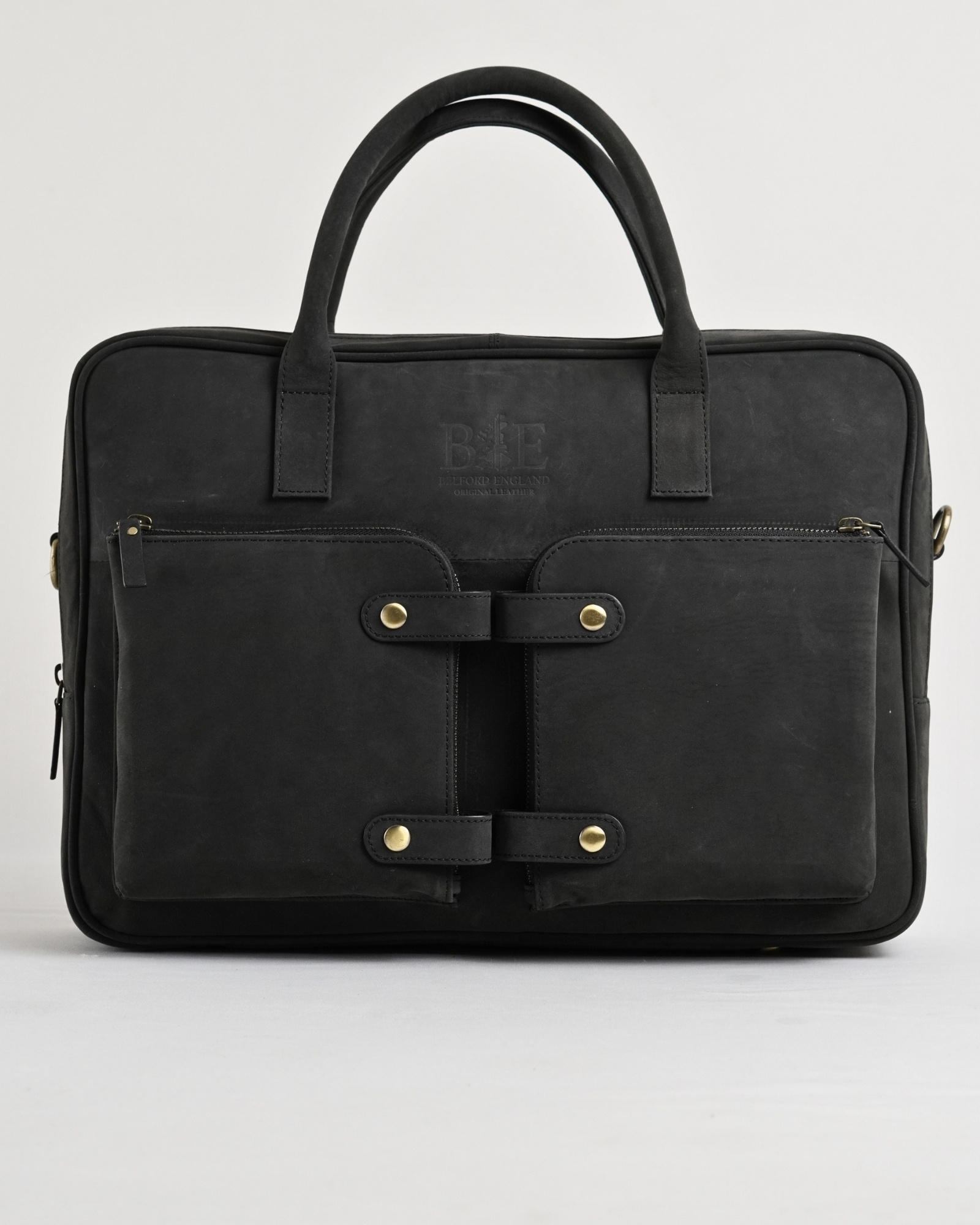 Crown Edition - Men's Original Leather Briefcase (Rugged Black) - Image 3