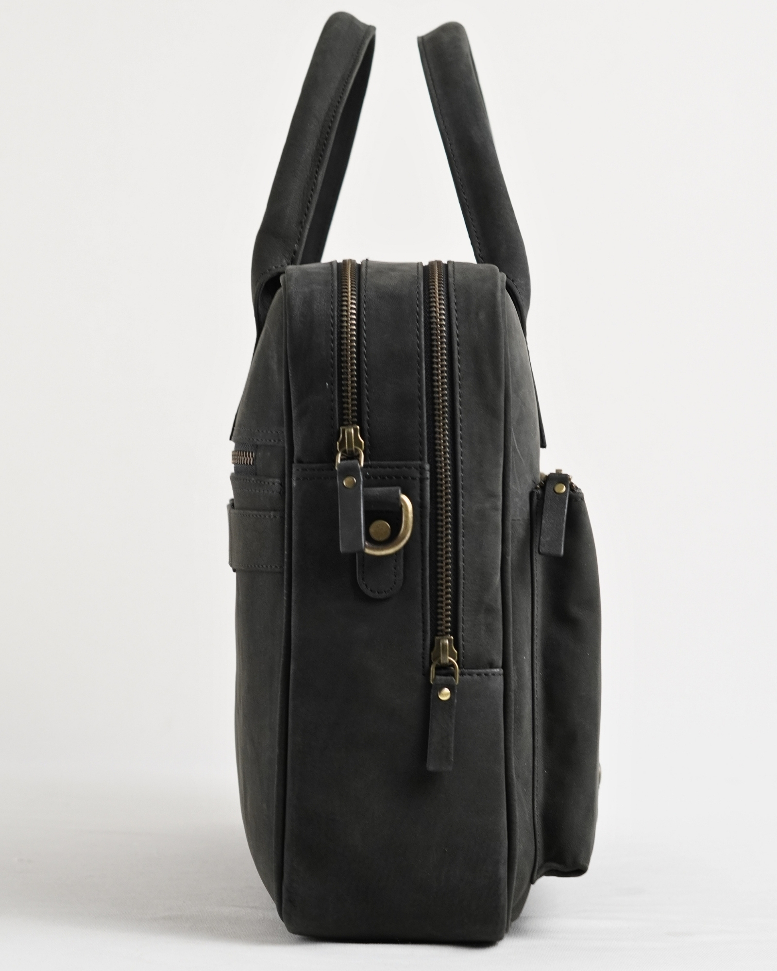 Crown Edition - Men's Original Leather Briefcase (Rugged Black) - Image 4