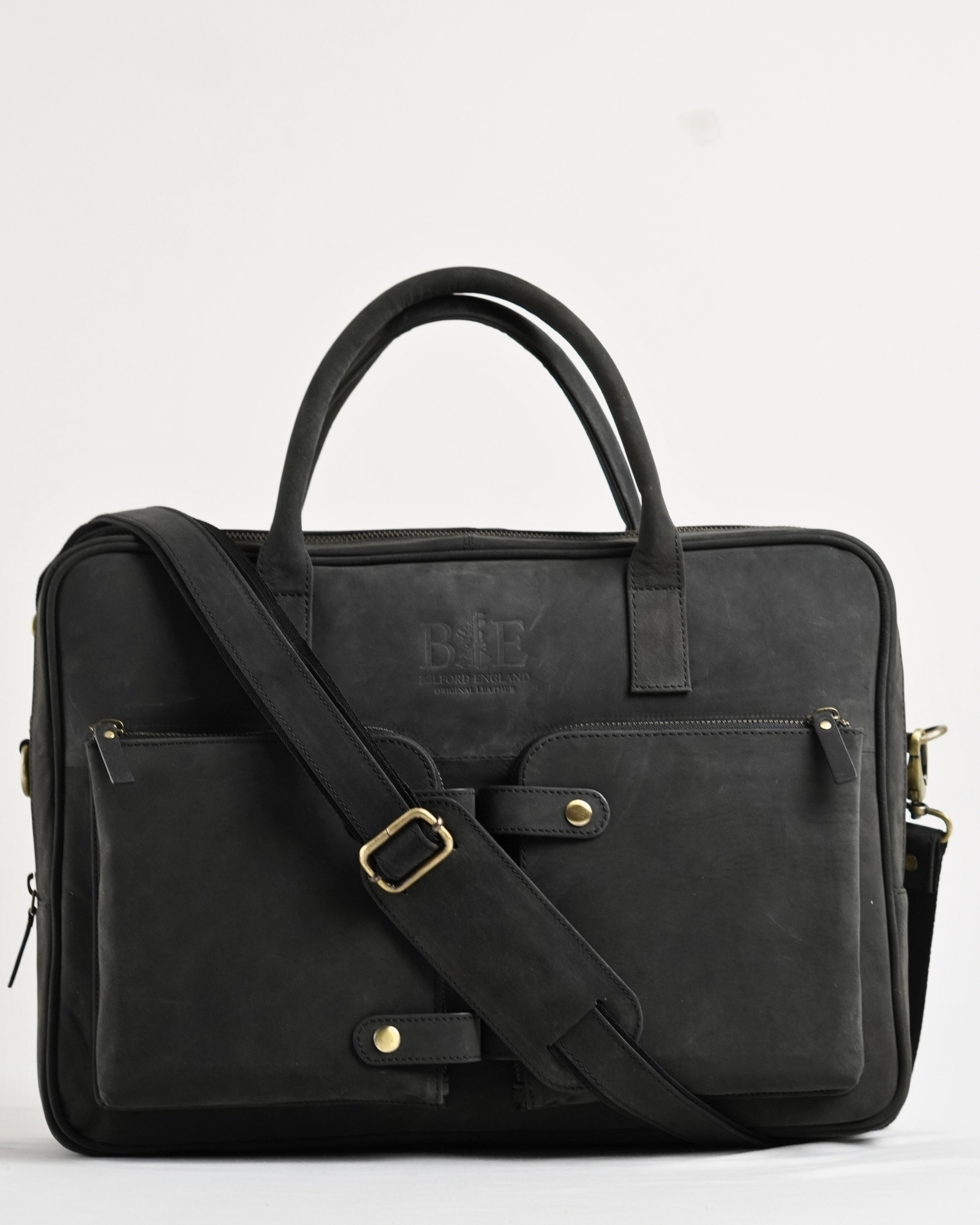 Crown Edition - Men's Original Leather Briefcase (Rugged Black) - Image 7