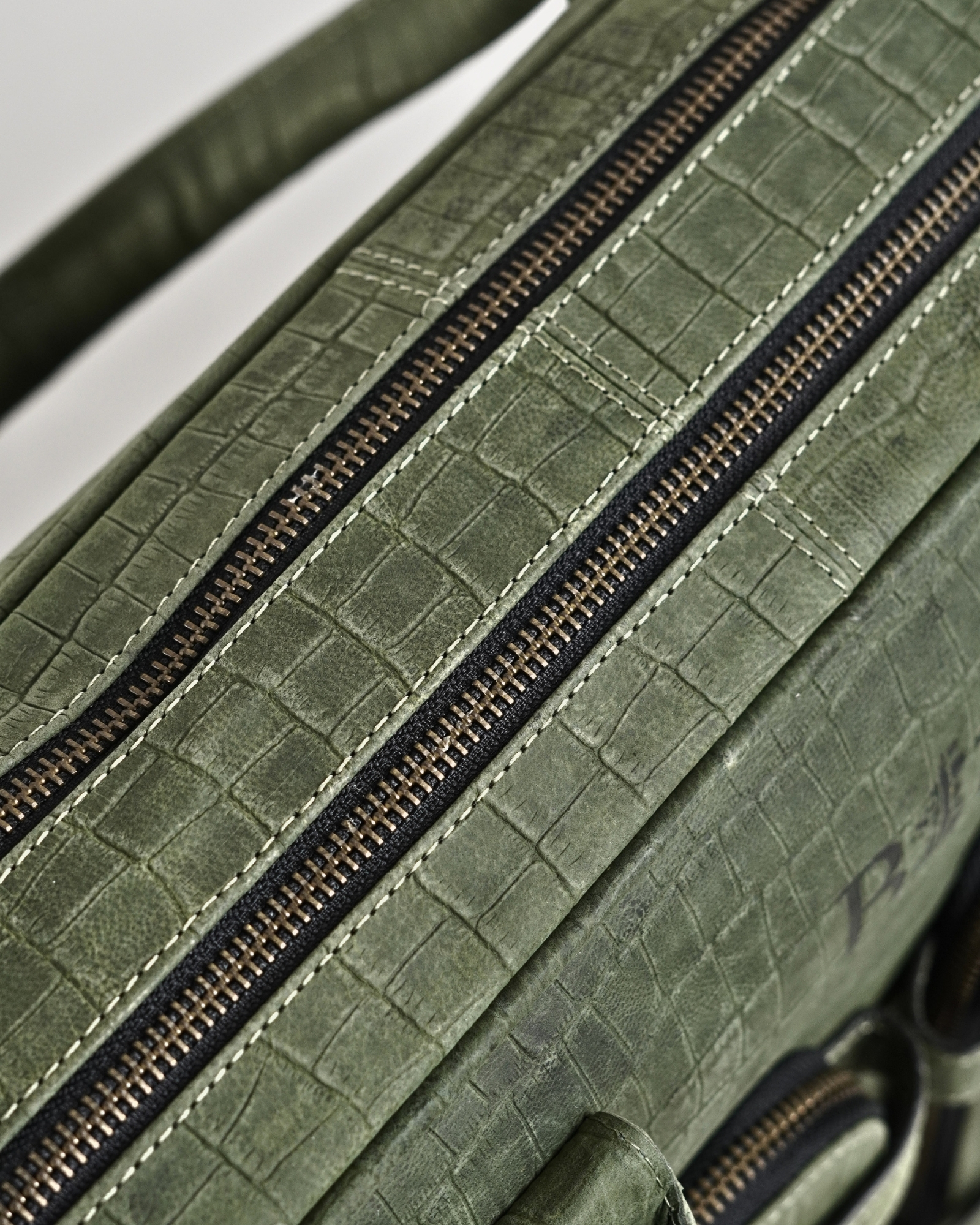 Crown Edition - Men's Original Leather Briefcase (Croco Rugged Green) - Image 6