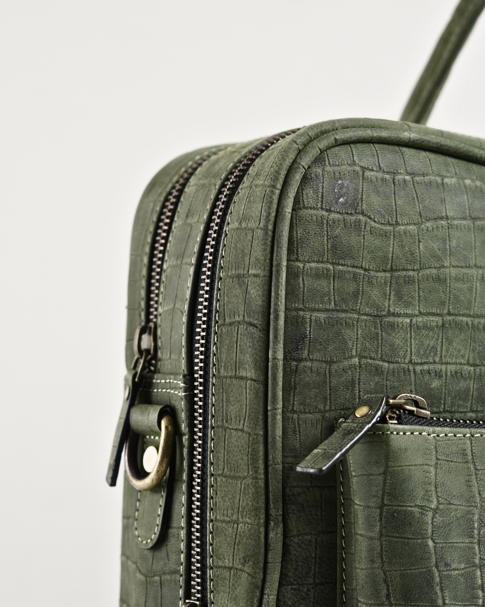 Crown Edition - Men's Original Leather Briefcase (Croco Rugged Green) - Image 7