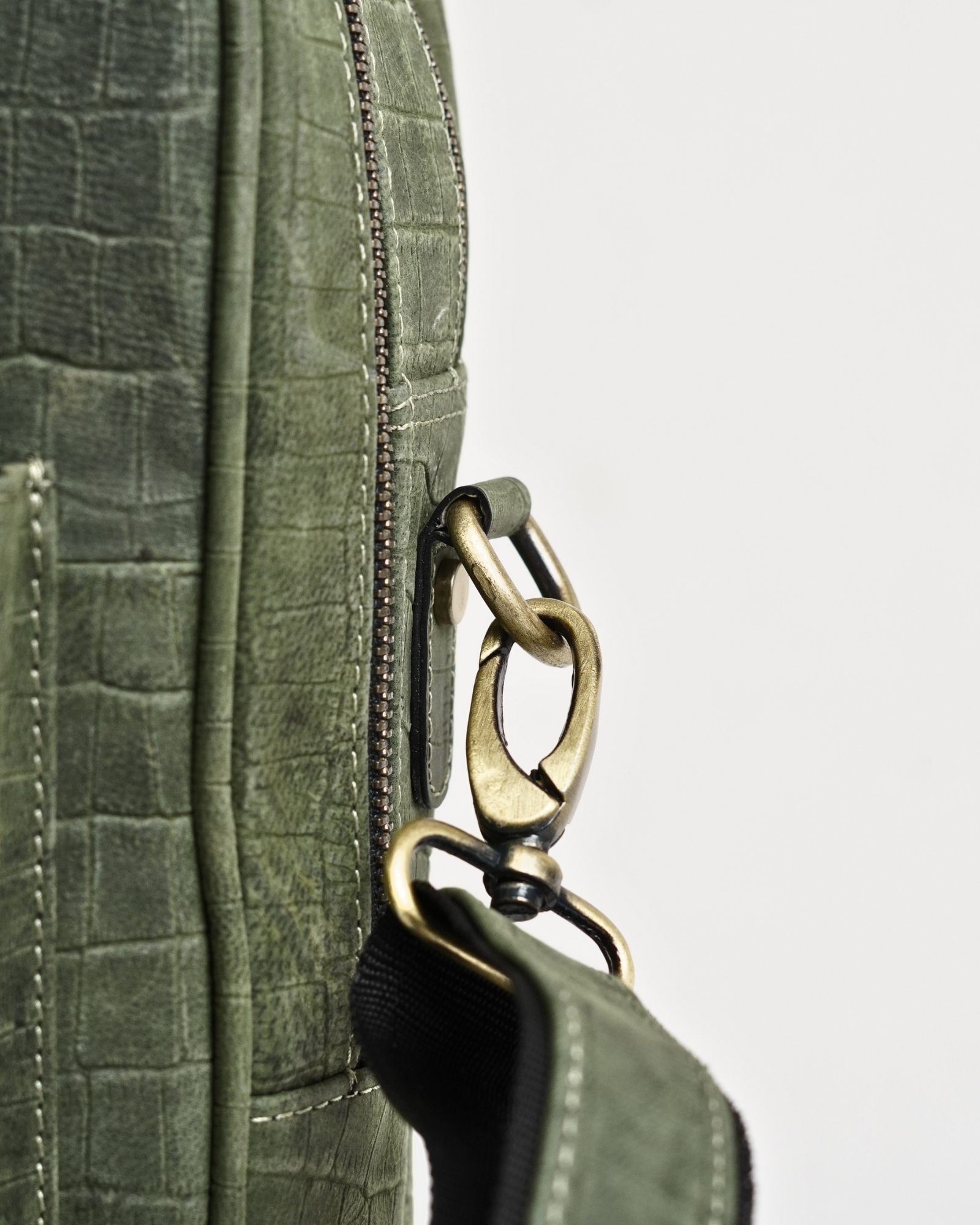 Crown Edition - Men's Original Leather Briefcase (Croco Rugged Green) - Image 8