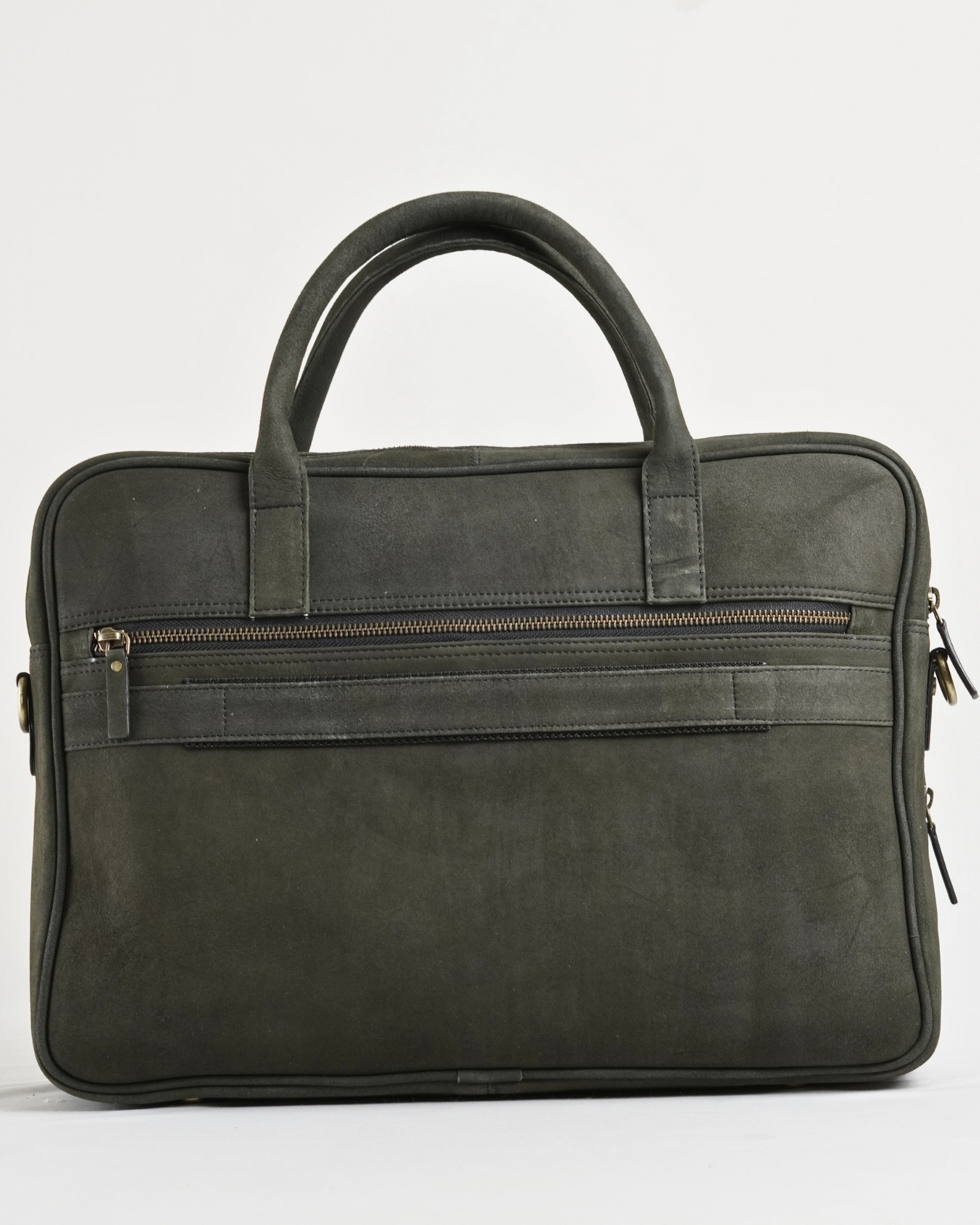 Crown Edition - Men's Original Leather Briefcase (Dark Suede Green) - Image 2