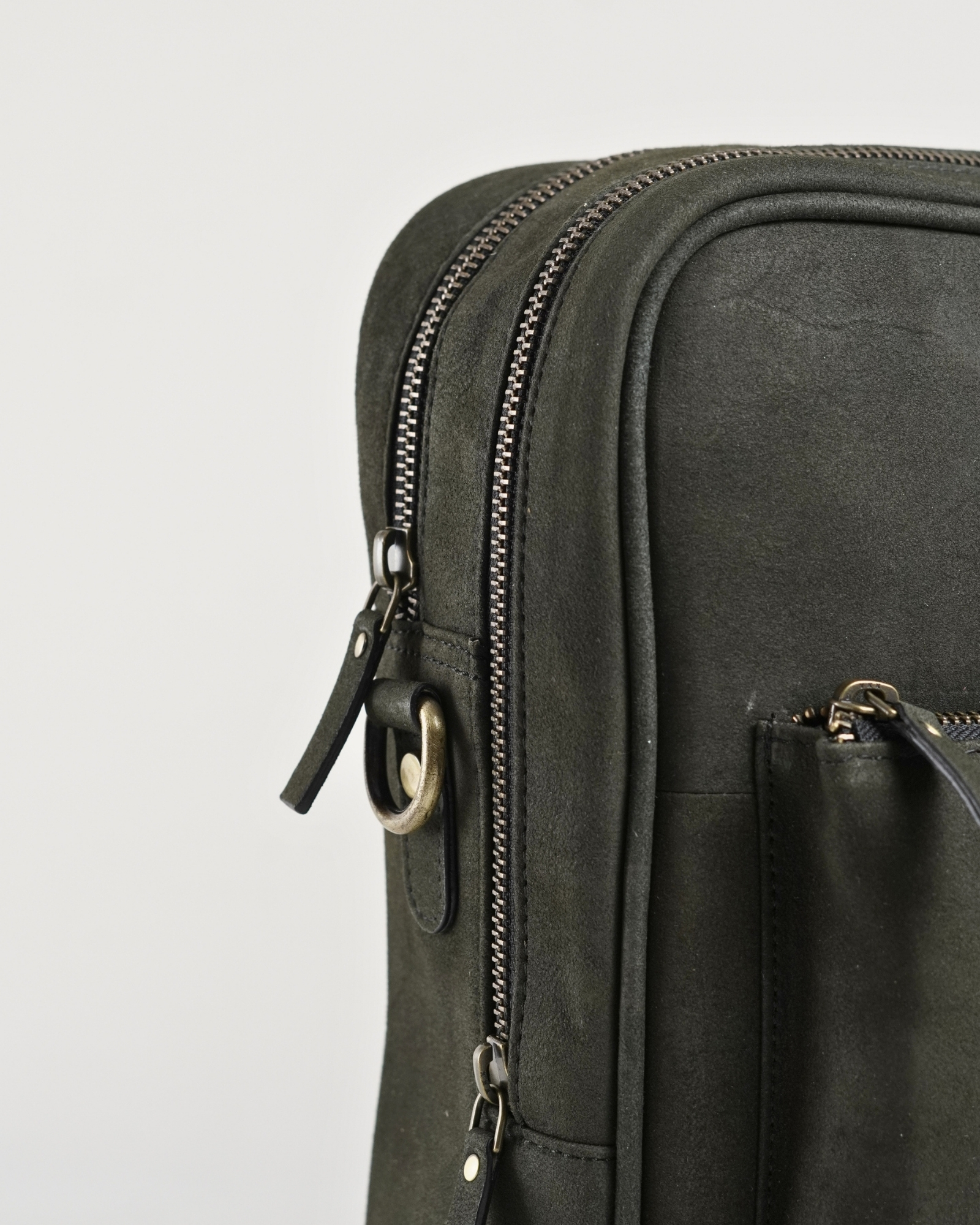 Crown Edition - Men's Original Leather Briefcase (Dark Suede Green) - Image 7