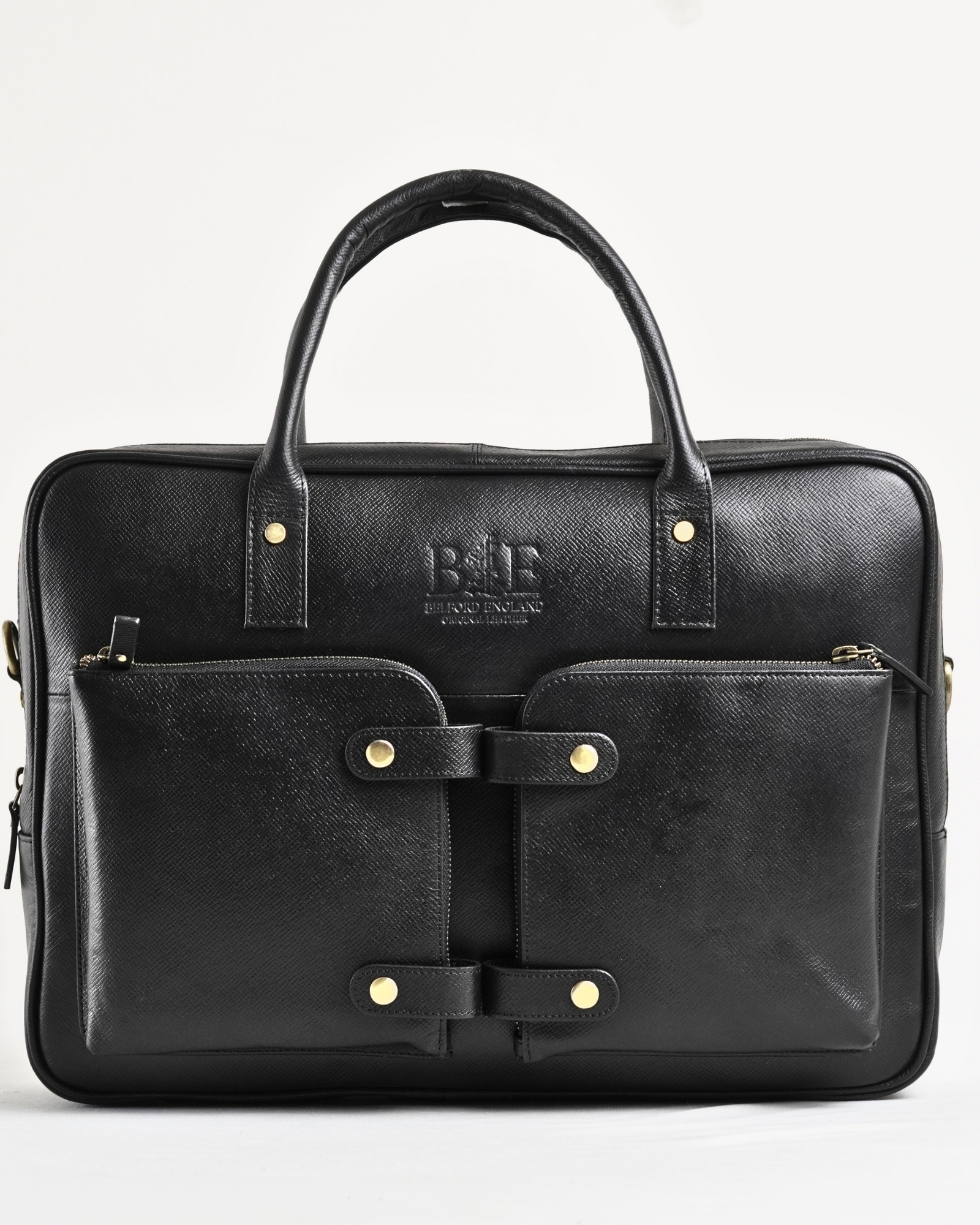Crown Edition - Men's Original Leather Briefcase (Saffiano Black) - Image 3