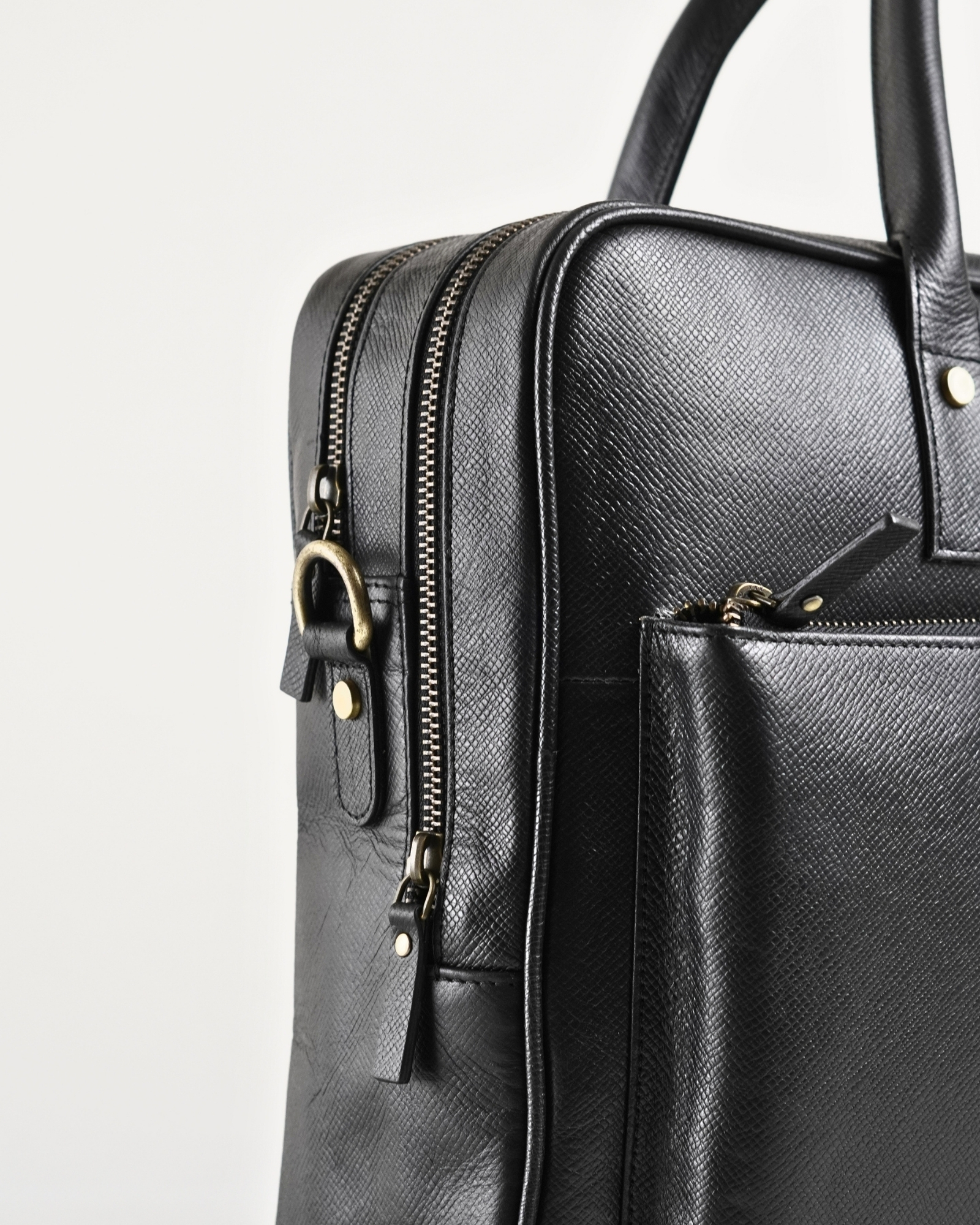 Crown Edition - Men's Original Leather Briefcase (Saffiano Black) - Image 4