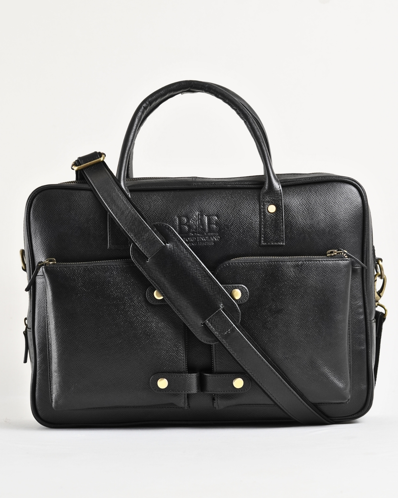 Crown Edition - Men's Original Leather Briefcase (Saffiano Black) - Image 6