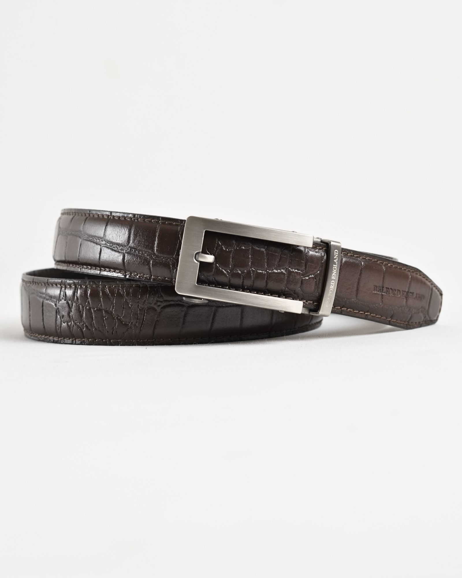 Norwich  Men's Original Leather Belt  (Croco Brown)  28-44 - Image 2