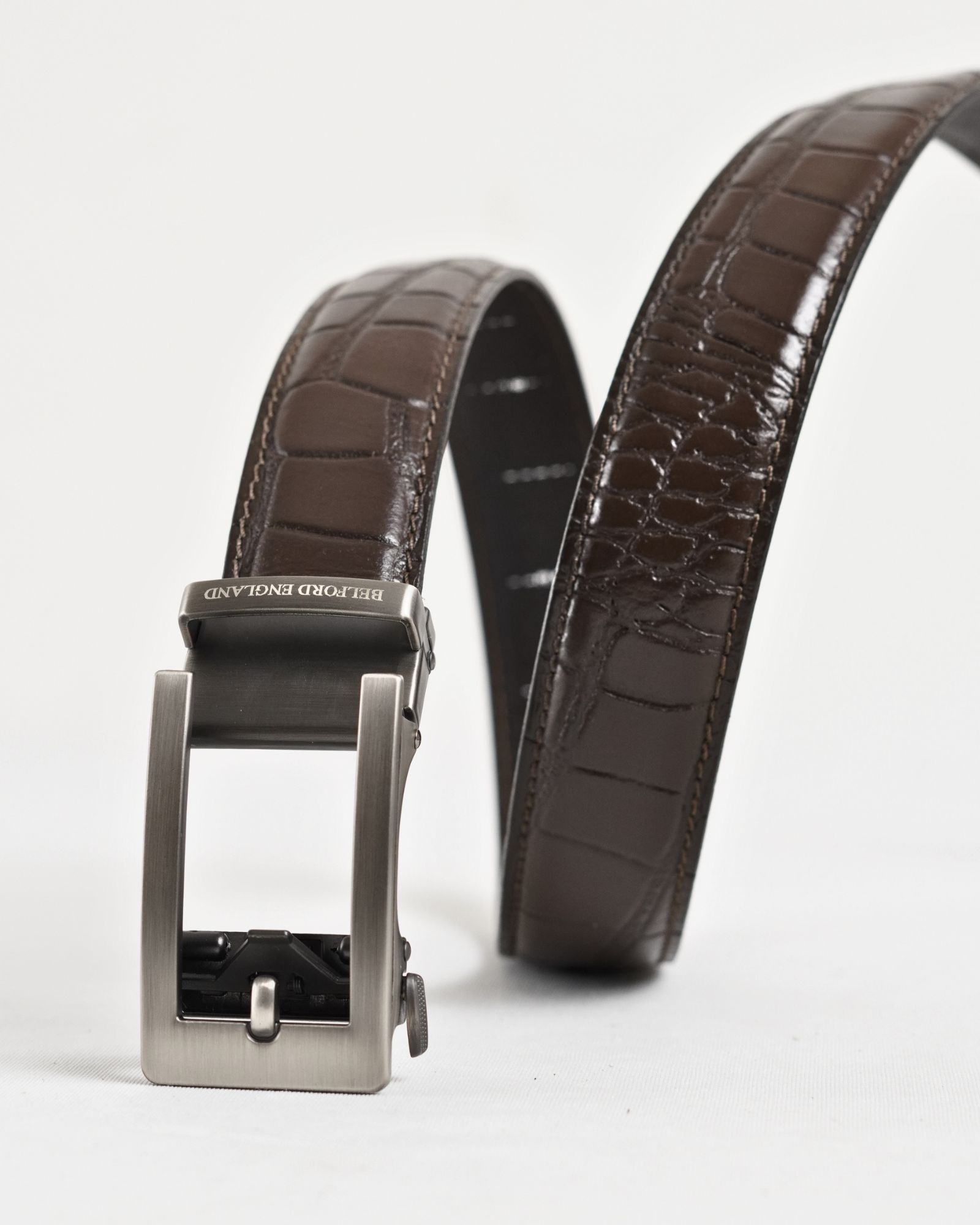 Norwich  Men's Original Leather Belt  (Croco Brown)  28-44 - Image 3