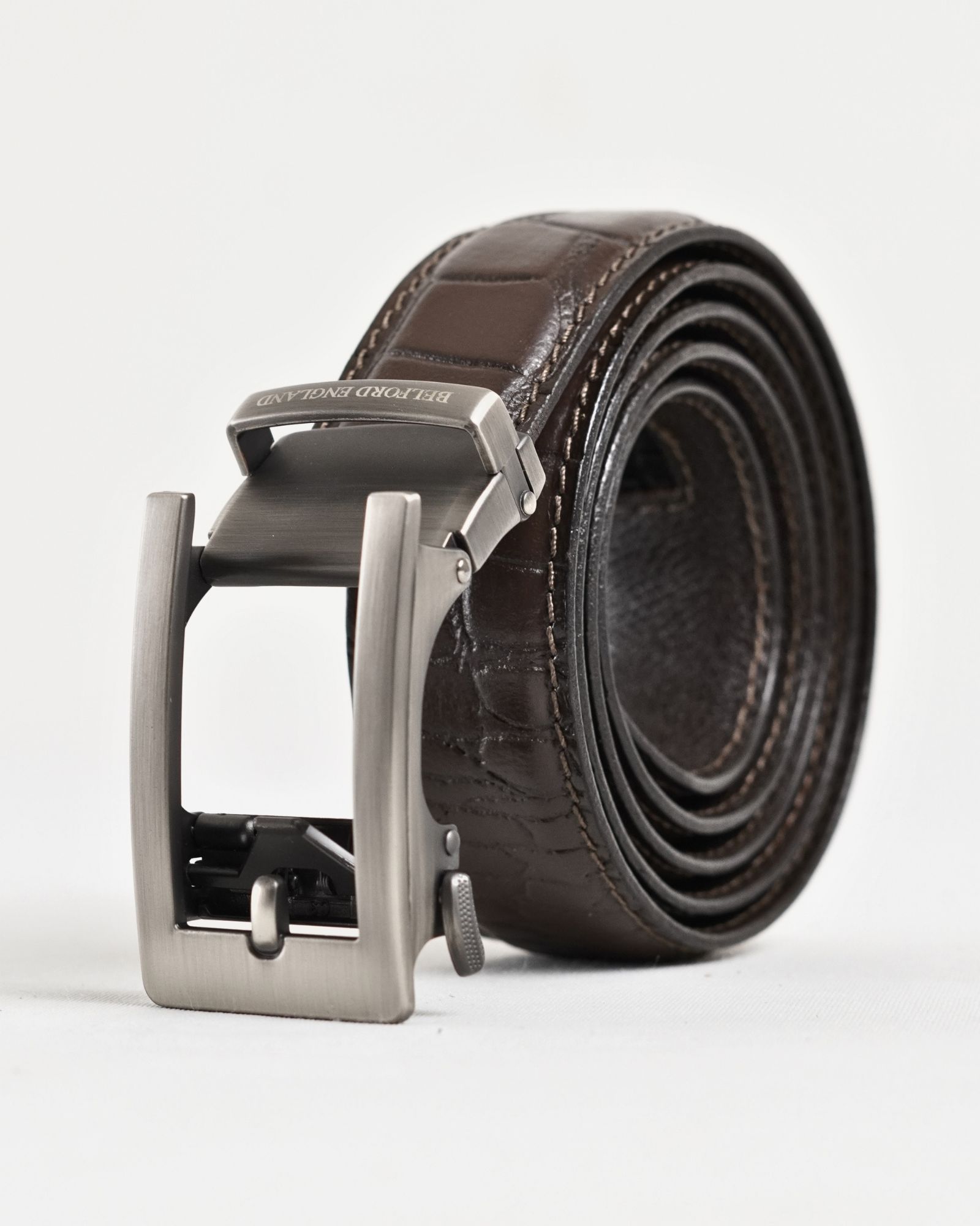Norwich  Men's Original Leather Belt  (Croco Brown)  28-44 - Image 7