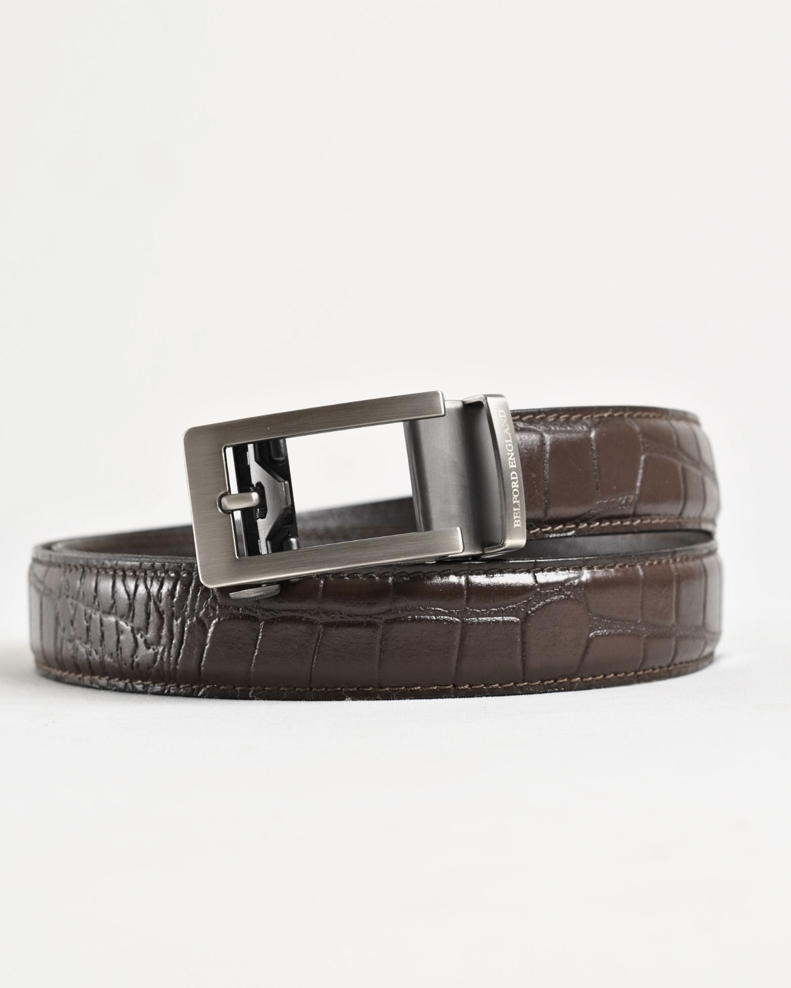 Norwich  Men's Original Leather Belt  (Croco Brown)  28-44 - Image 9