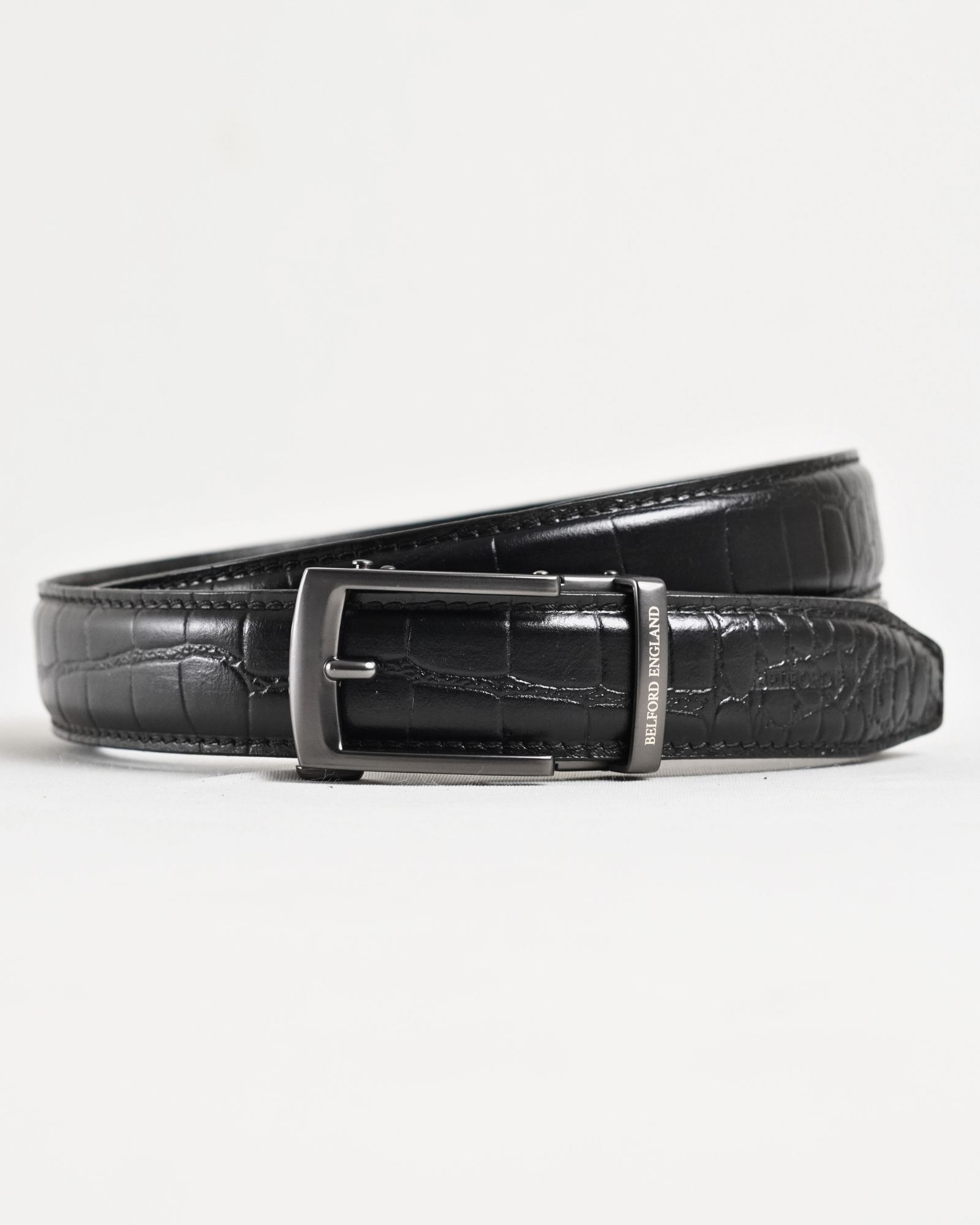 Norwich  Men's Original Leather Belt  (Croco Black)  28-44 - Image 2