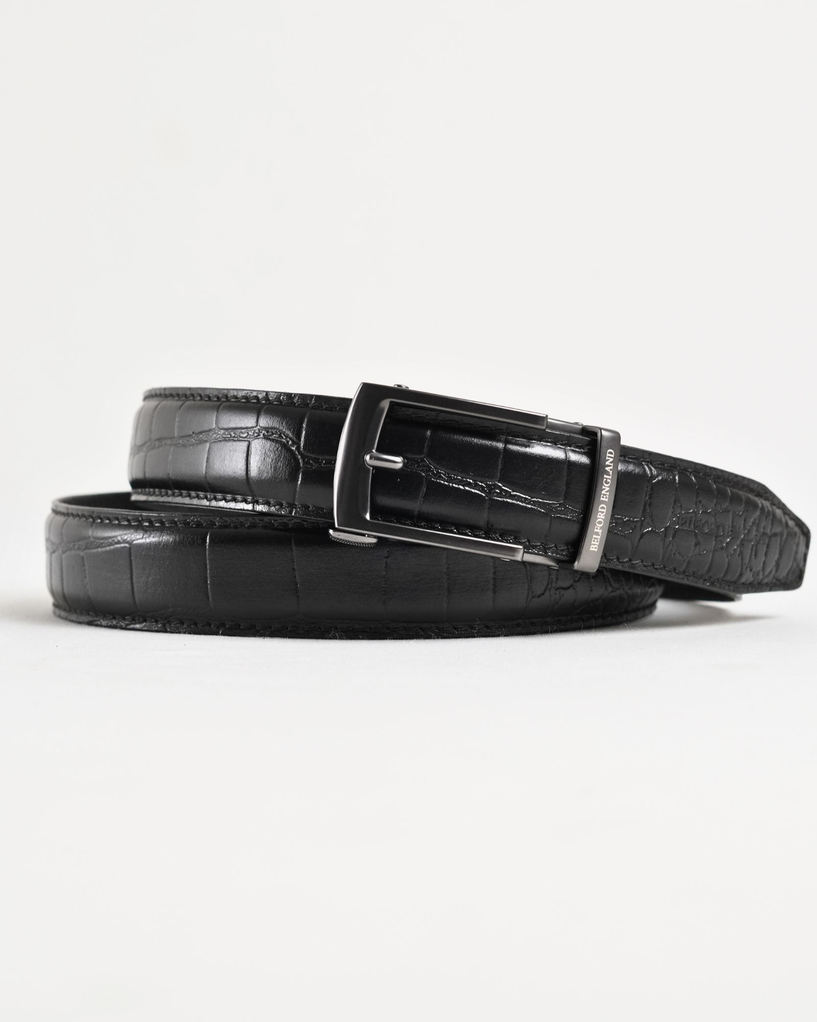 Norwich  Men's Original Leather Belt  (Croco Black)  28-44 - Image 3