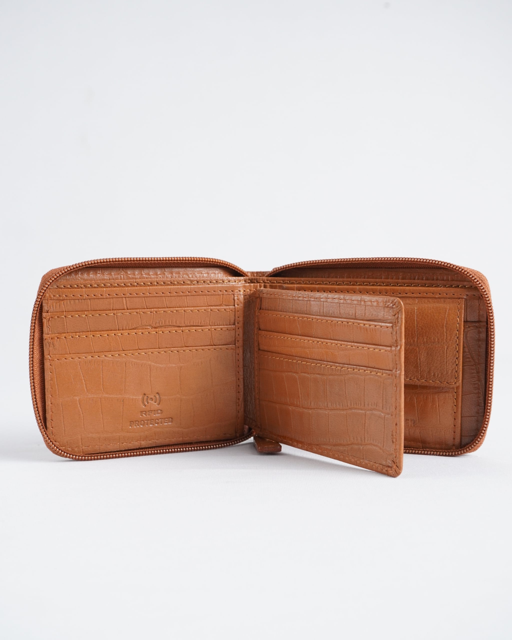 Tokyo Men’s Original Leather Wallet ( Almond Croco Brown) - Image 2