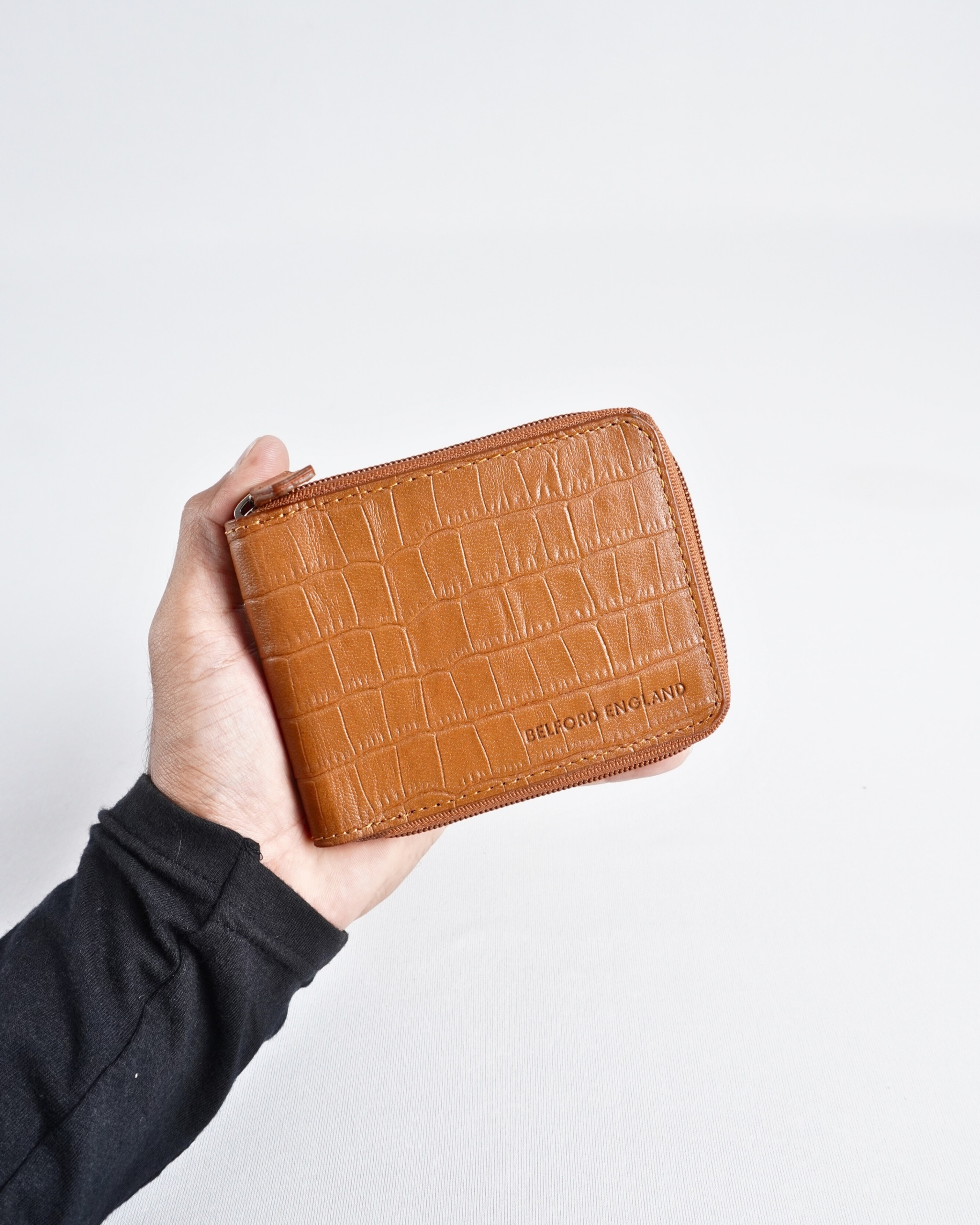 Tokyo Men’s Original Leather Wallet ( Almond Croco Brown) - Image 5