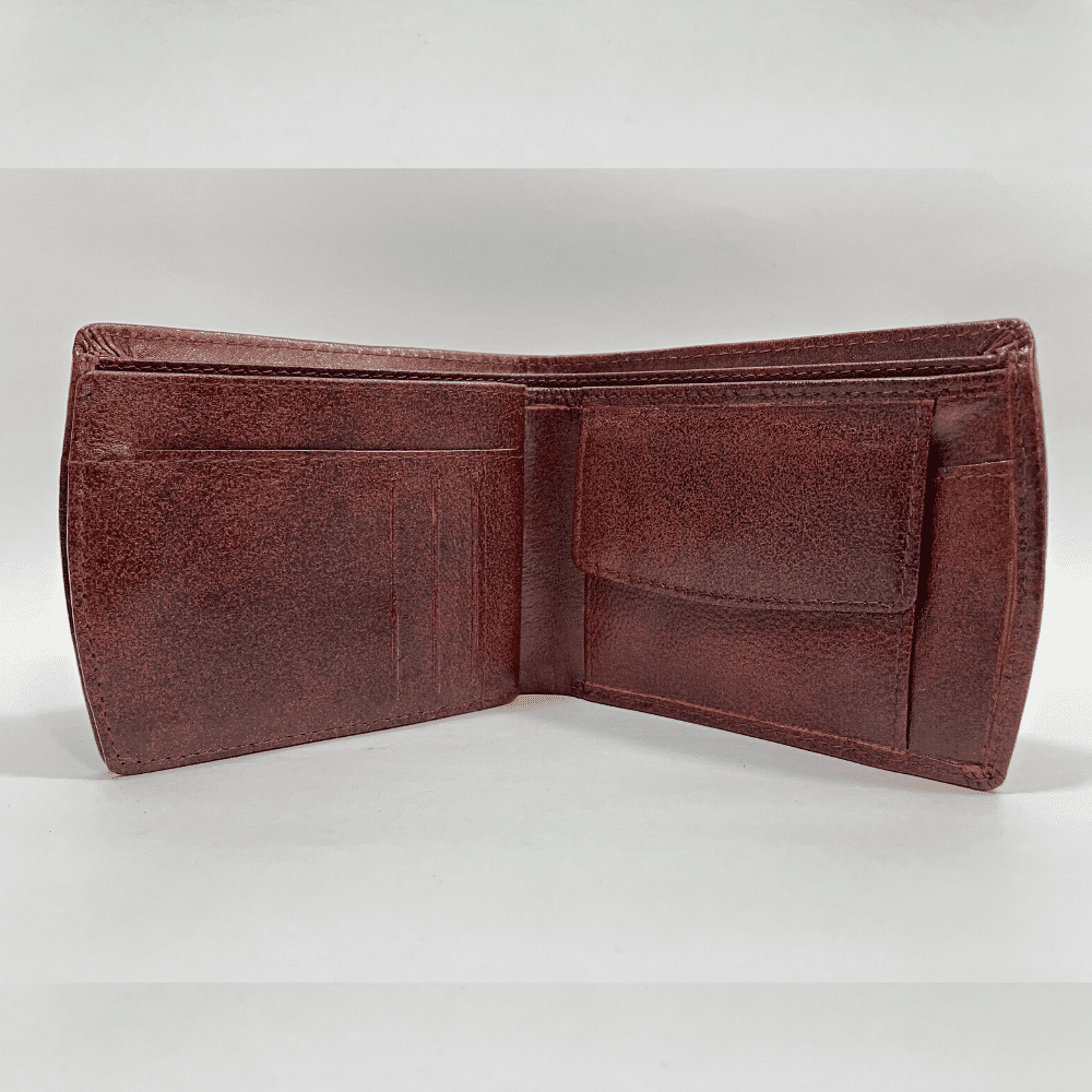 Darry - Men’s Original Leather D Shape Wallet (Brown & Cherry Blend) - Image 2