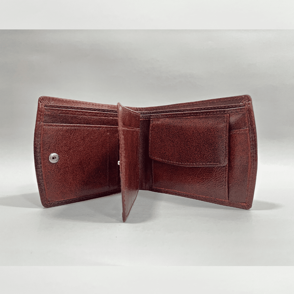 Darry - Men’s Original Leather D Shape Wallet (Brown & Cherry Blend) - Image 4