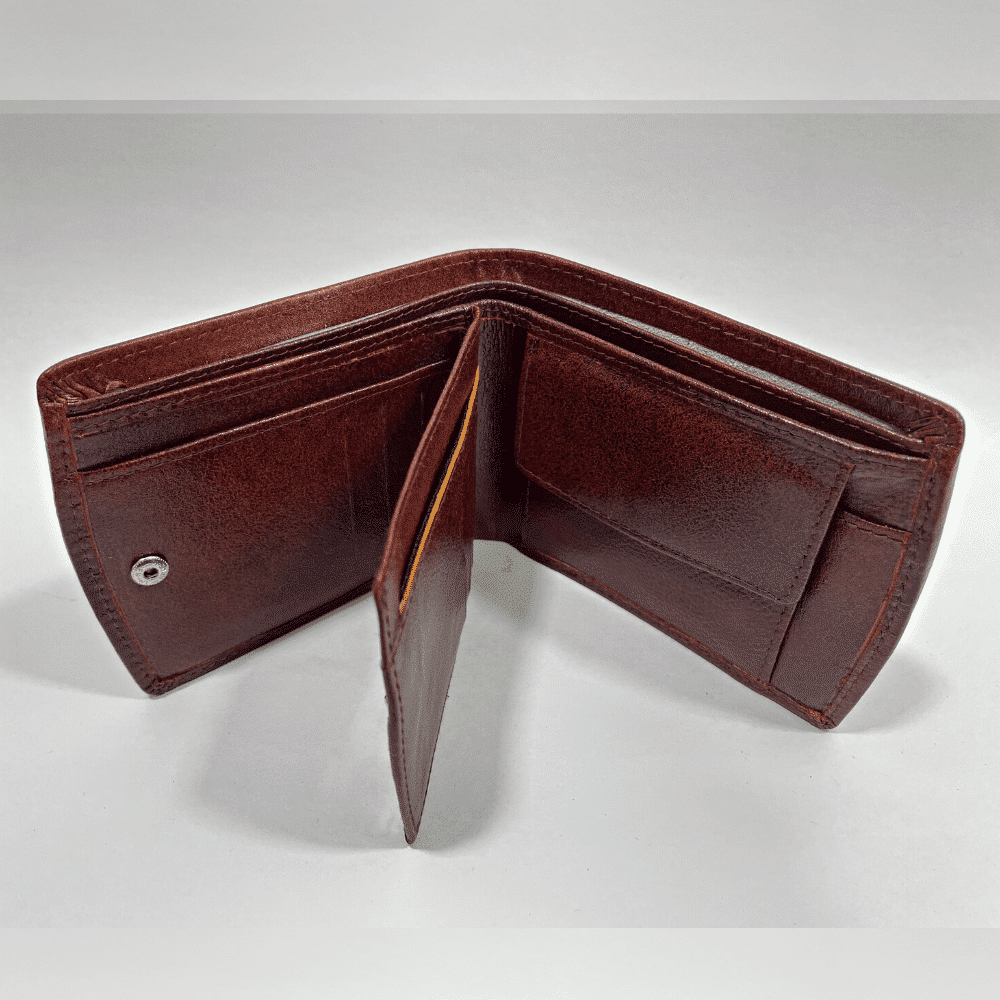 Darry - Men’s Original Leather D Shape Wallet (Brown & Cherry Blend) - Image 5