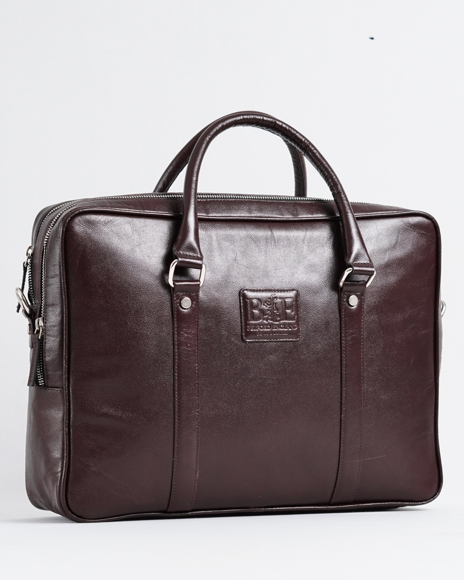 Executive Men's 100% Original Leather Large Briefcase - Cherry - Image 9
