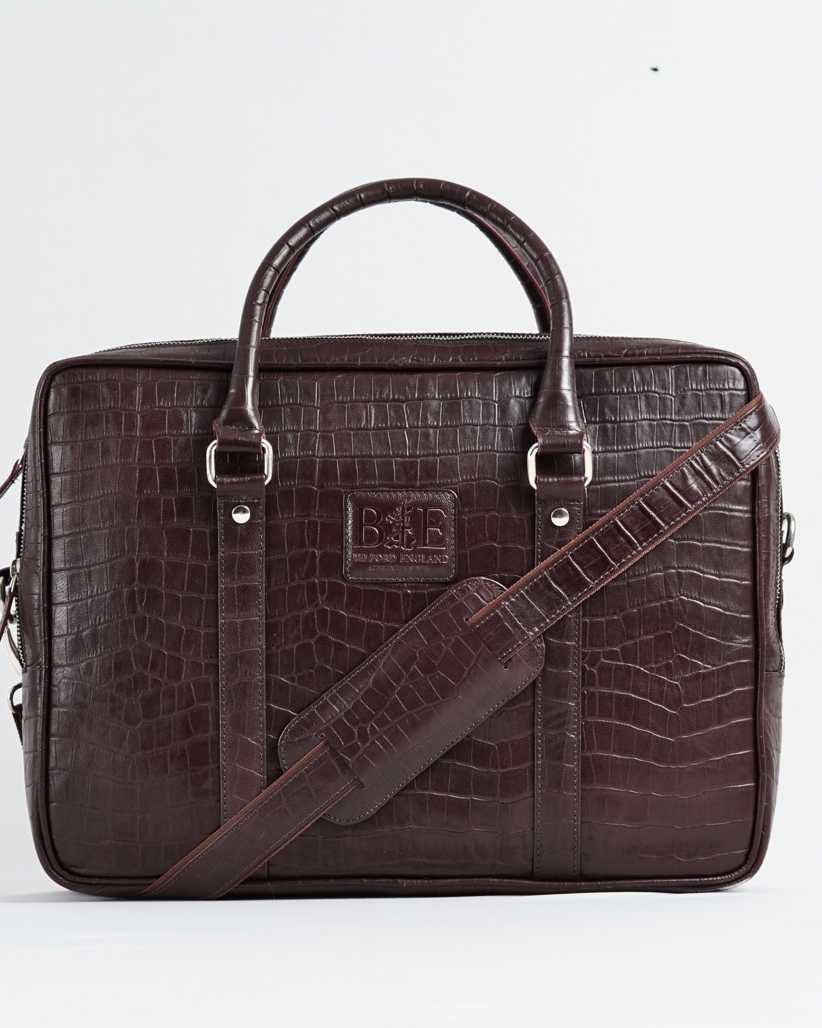 Executive Men's Original Leather Briefcase (Croco Cherry) - Image 3