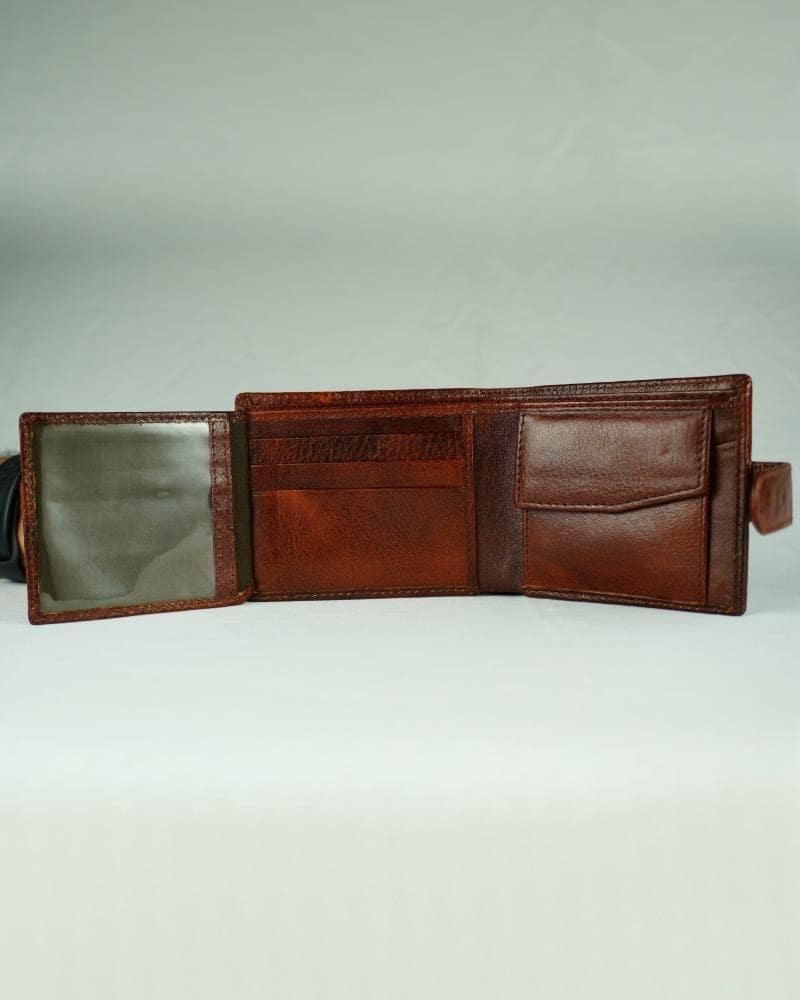 Yorkshire Men’s Original Leather Wallet (Cherry & Brown Blend) - Image 2