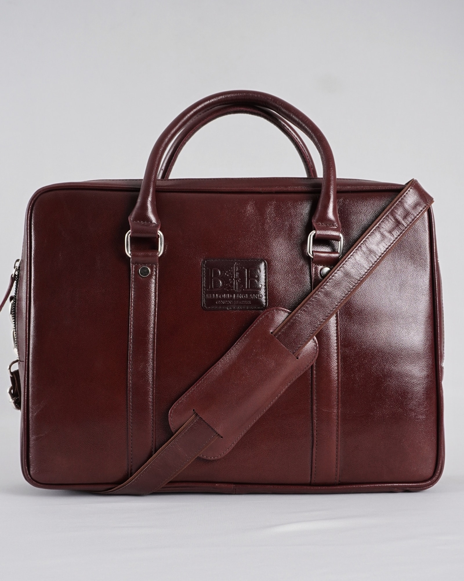 Executive Men's 100% Original Leather Large Briefcase - Rich Brown - Image 3