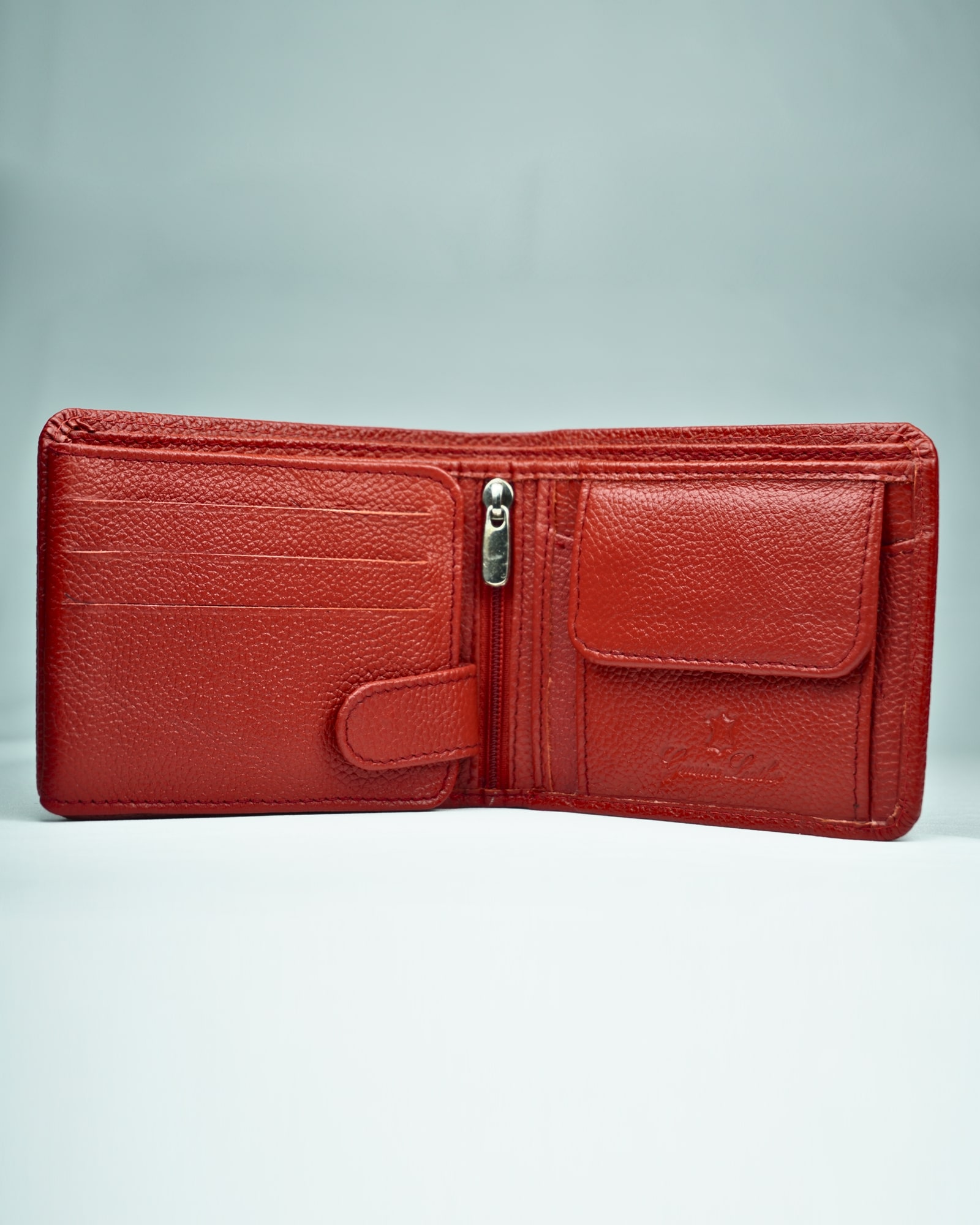 Redburry Men’s Original Leather Wallet (Red) - Image 2