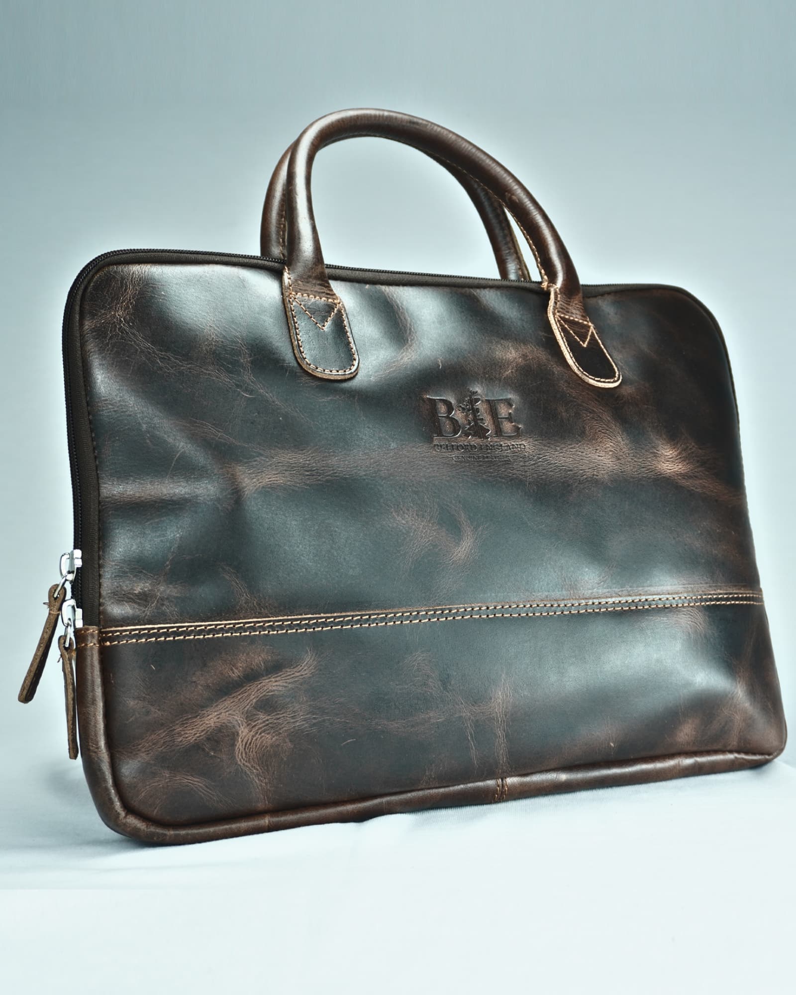 Executive Sleek Series - Men's Original Leather Laptop Bag (Dark Brown) - Image 3