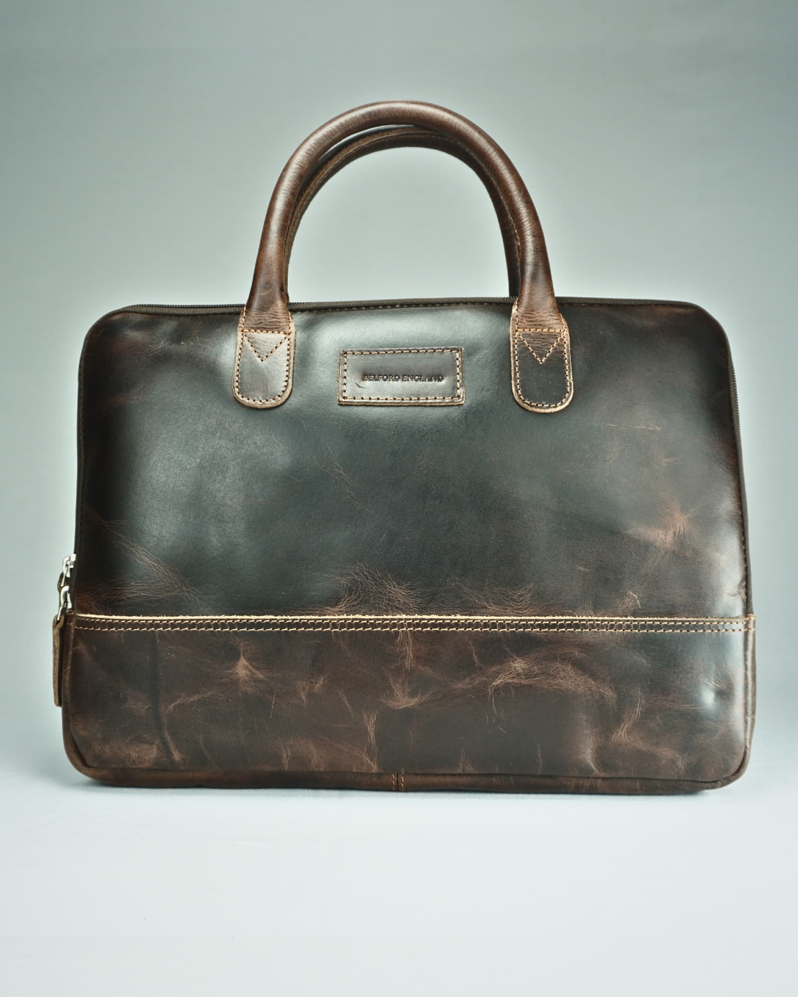 Executive Sleek Series - Men's Original Leather Laptop Bag (Dark Brown) - Image 4