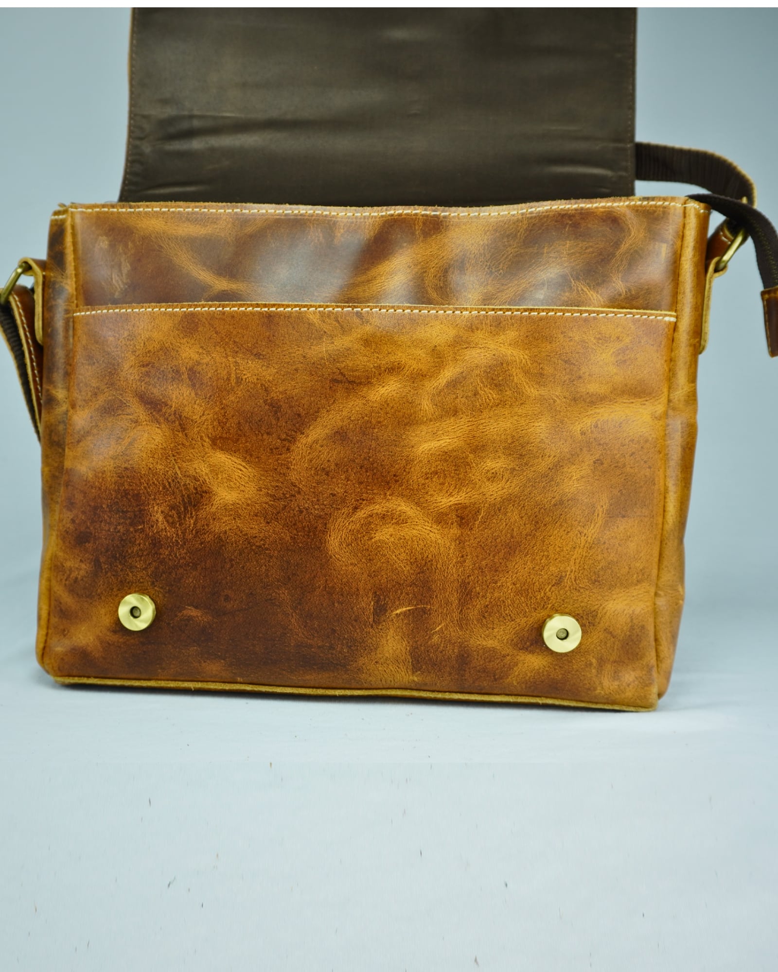 PortoBello - Stylish Men's Original Leather Laptop Crossbody Bag (Tan) - Image 3