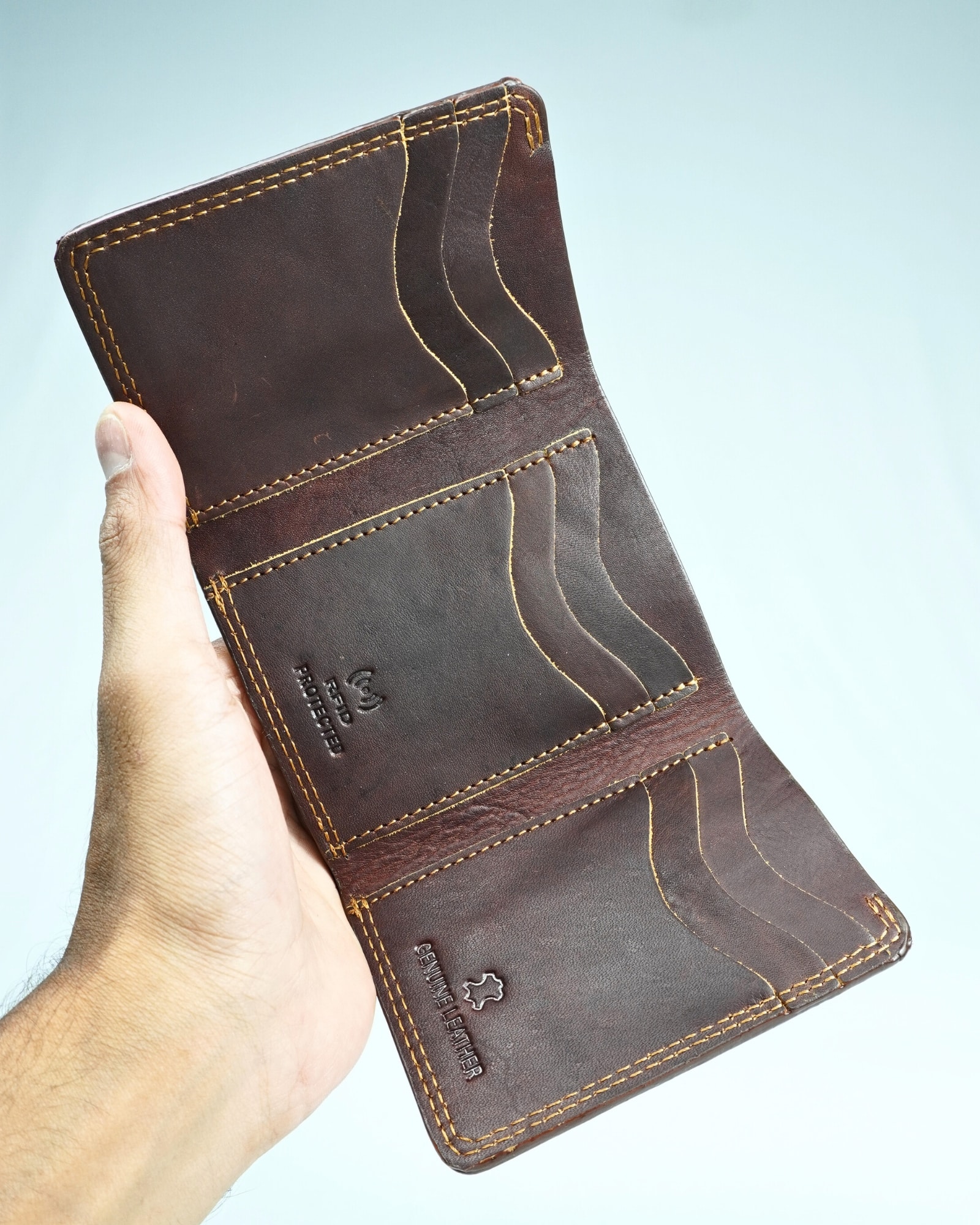 Enfield - Men’s Original Leather Tri-Fold Wallet (Vintage Brown) - Image 2