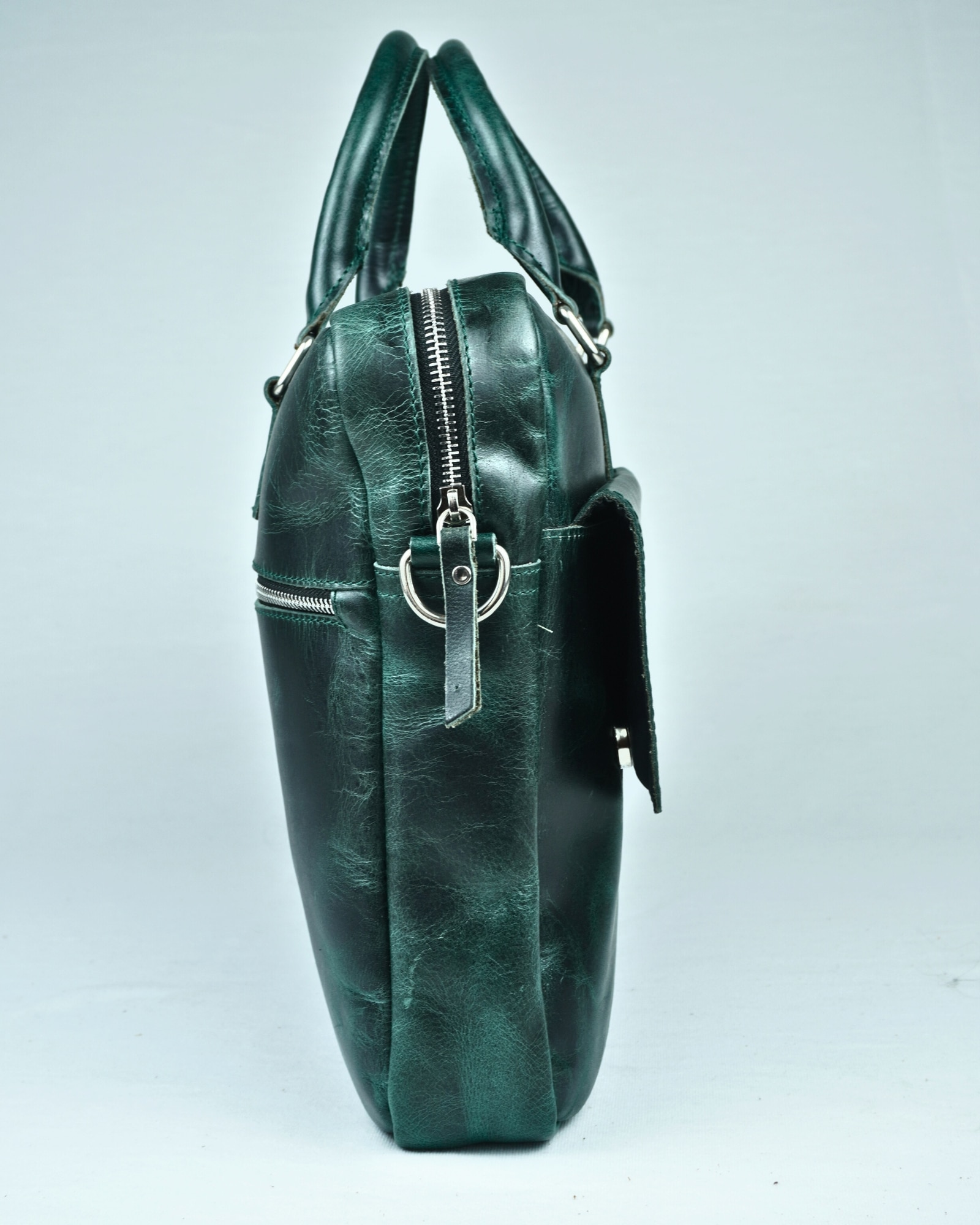 Executive Men's Original Leather Laptop Bag (Vintage Green) - Image 5