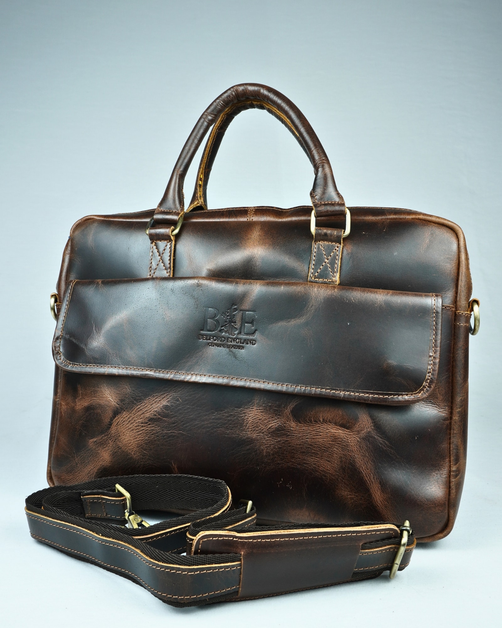 Executive Men's Original Leather Laptop Bag (Vintage Brown) - Image 2