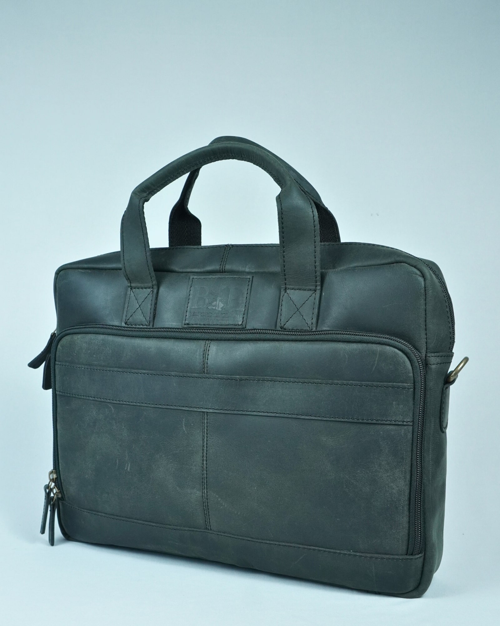 Vintage Series - 100% Original Leather (Laptop Bag) - Black - Image 5